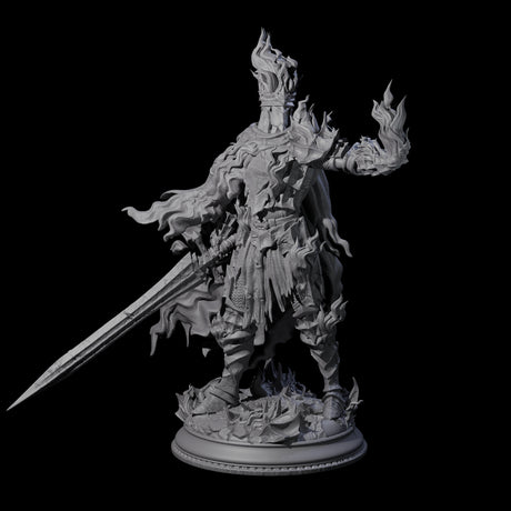 Flaming Death Knight Miniature for Dungeons and Dragons, Pathfinder or other TTRPGs