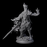Flaming Death Knight Miniature for Dungeons and Dragons, Pathfinder or other TTRPGs