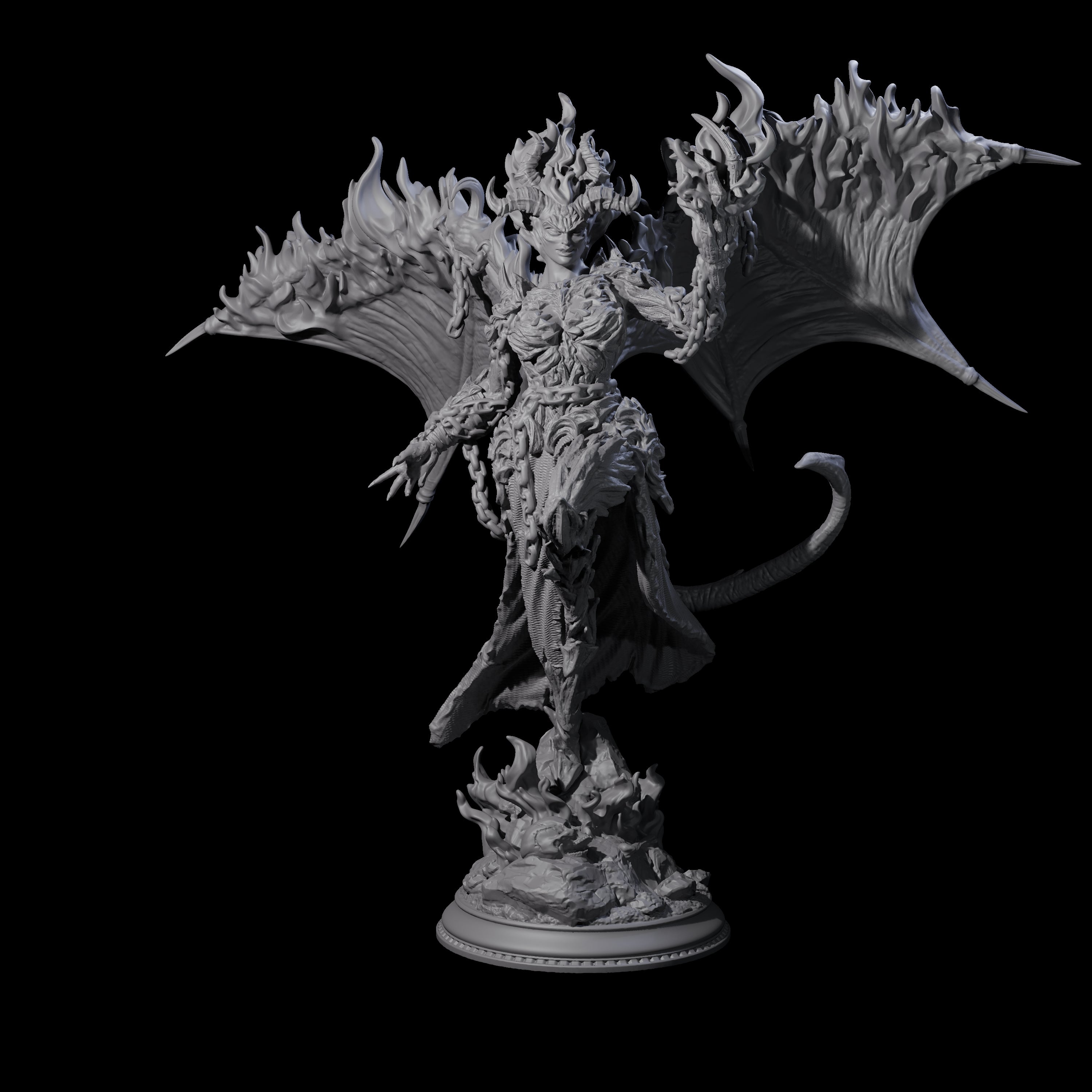 Flaming Erinys Miniature for Dungeons and Dragons, Pathfinder or other TTRPGs