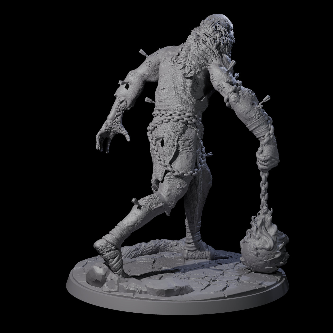 Flaming Mace Undead Giant Miniature for Dungeons and Dragons, Pathfinder or other TTRPGs