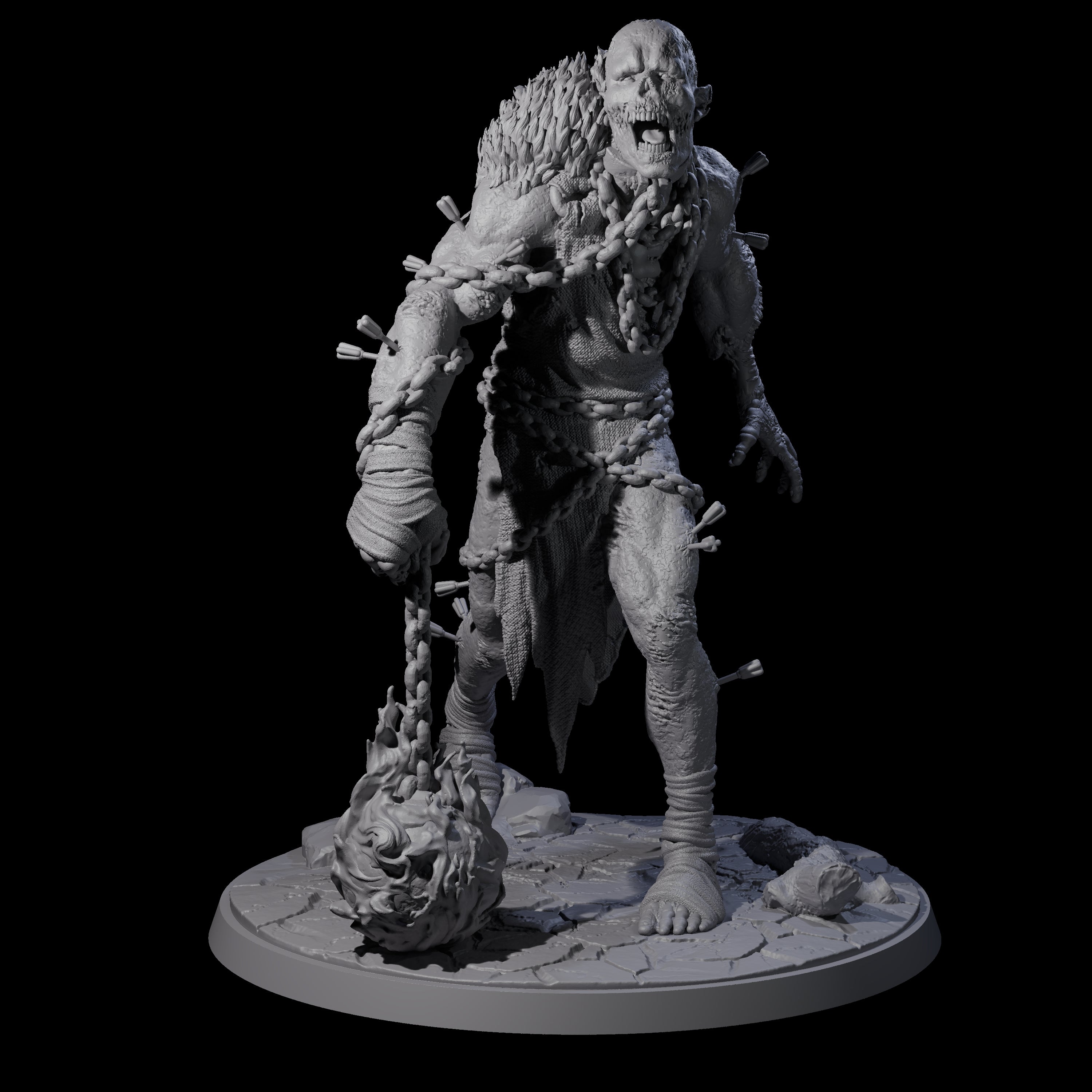 Flaming Mace Undead Giant Miniature for Dungeons and Dragons, Pathfinder or other TTRPGs
