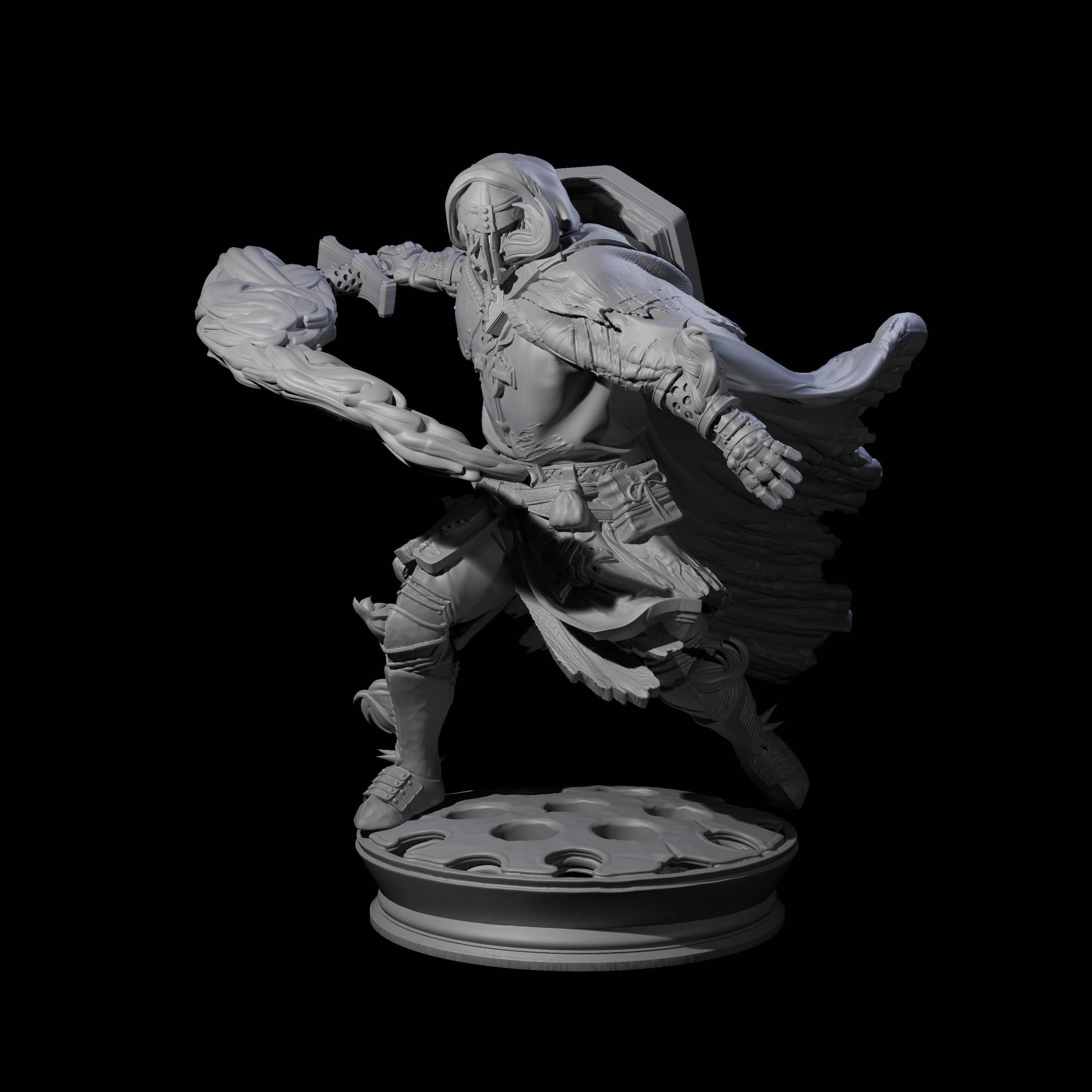 Flaming Masked Fighter Miniature for Dungeons and Dragons, Pathfinder or other TTRPGs