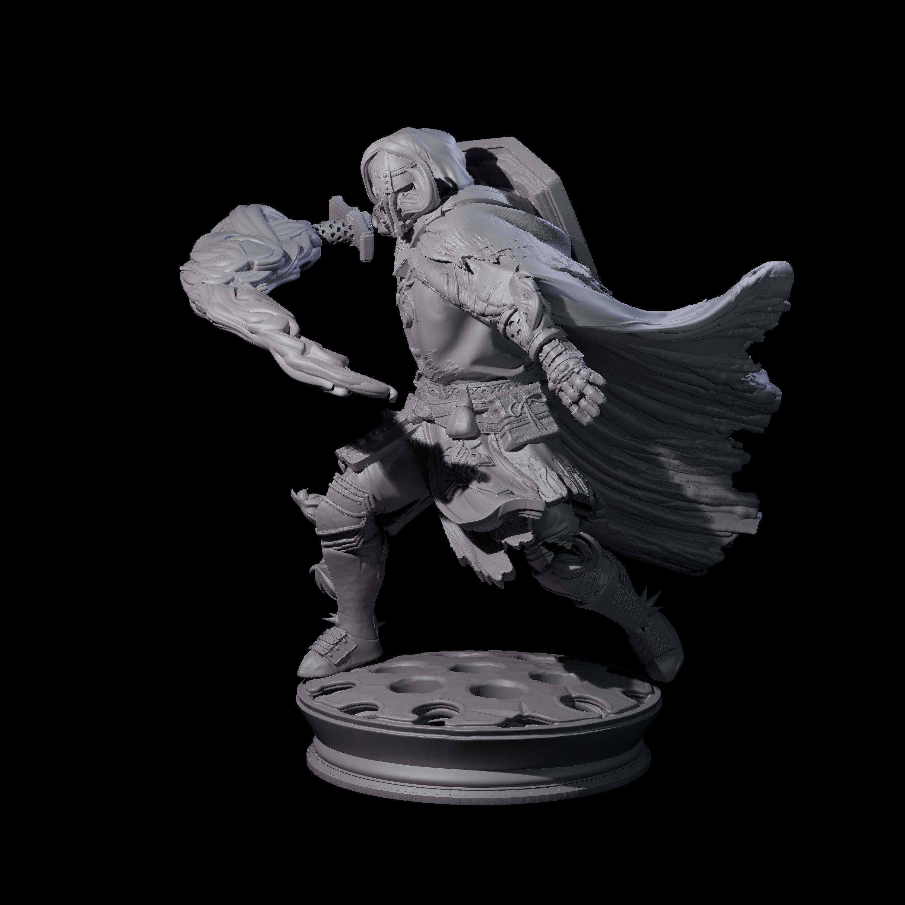 Flaming Masked Fighter Miniature for Dungeons and Dragons, Pathfinder or other TTRPGs