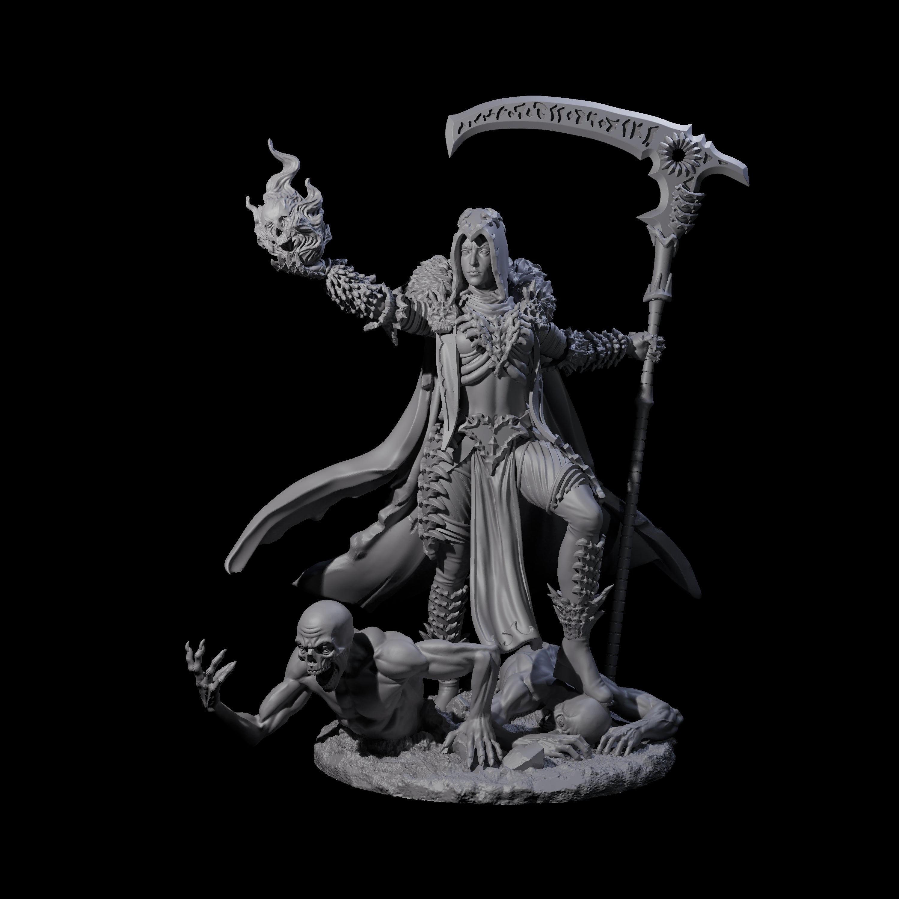 Flaming Necromancer Miniature for Dungeons and Dragons, Pathfinder or other TTRPGs