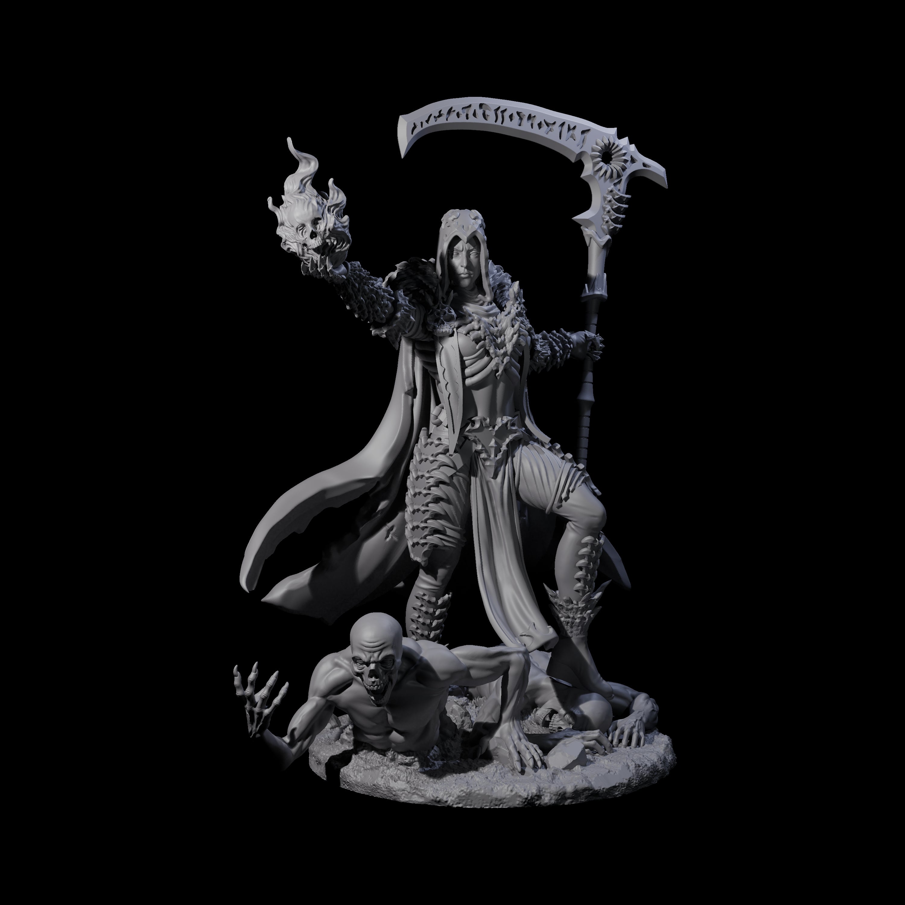 Flaming Necromancer Miniature for Dungeons and Dragons, Pathfinder or other TTRPGs