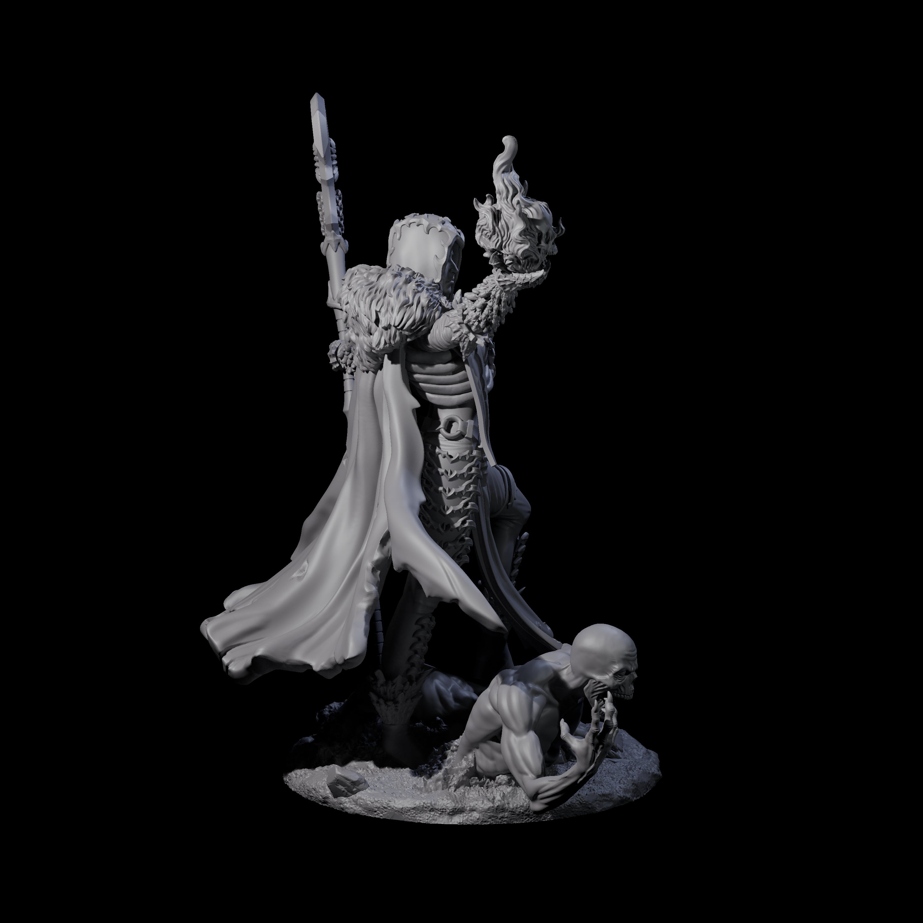 Flaming Necromancer Miniature for Dungeons and Dragons, Pathfinder or other TTRPGs