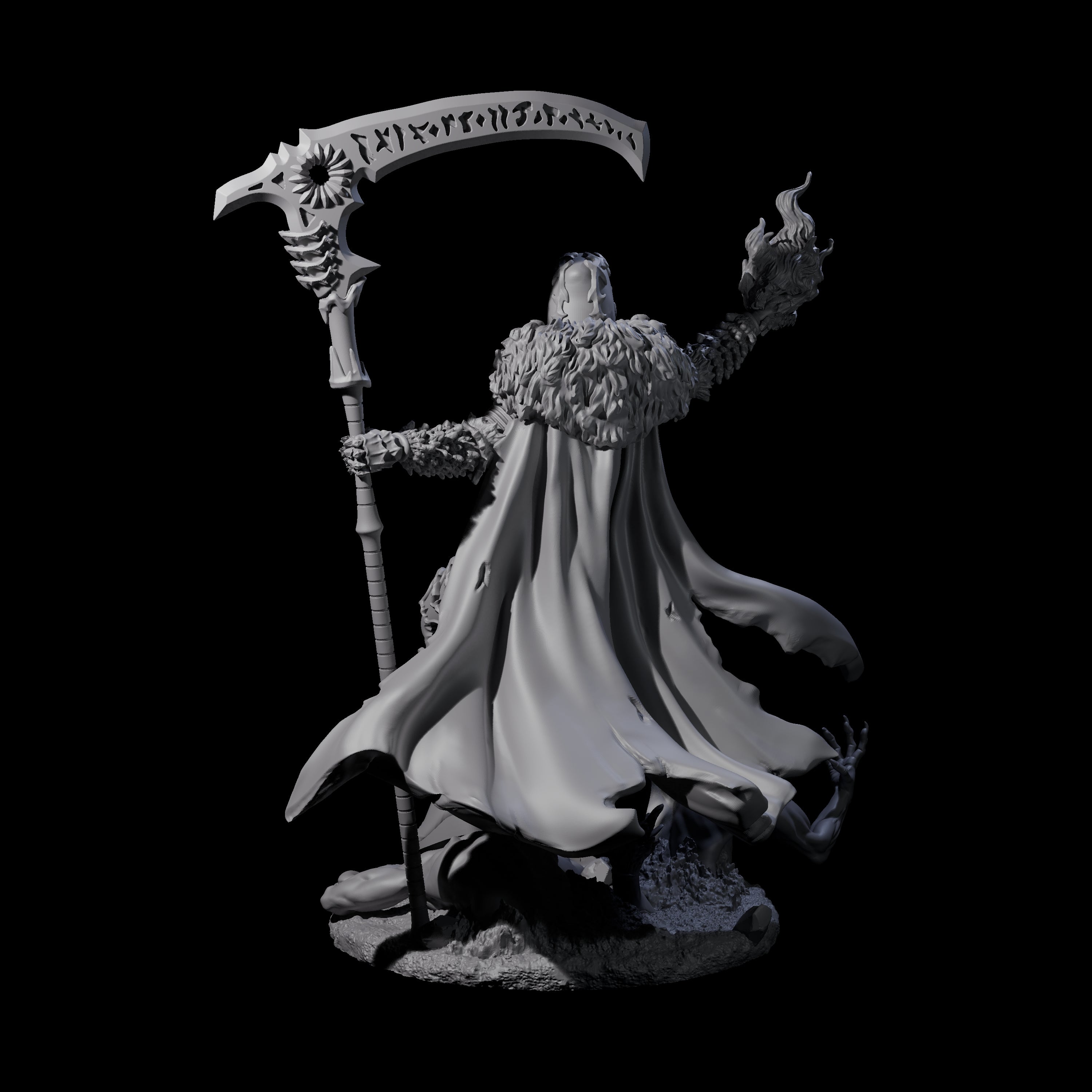 Flaming Necromancer Miniature for Dungeons and Dragons, Pathfinder or other TTRPGs