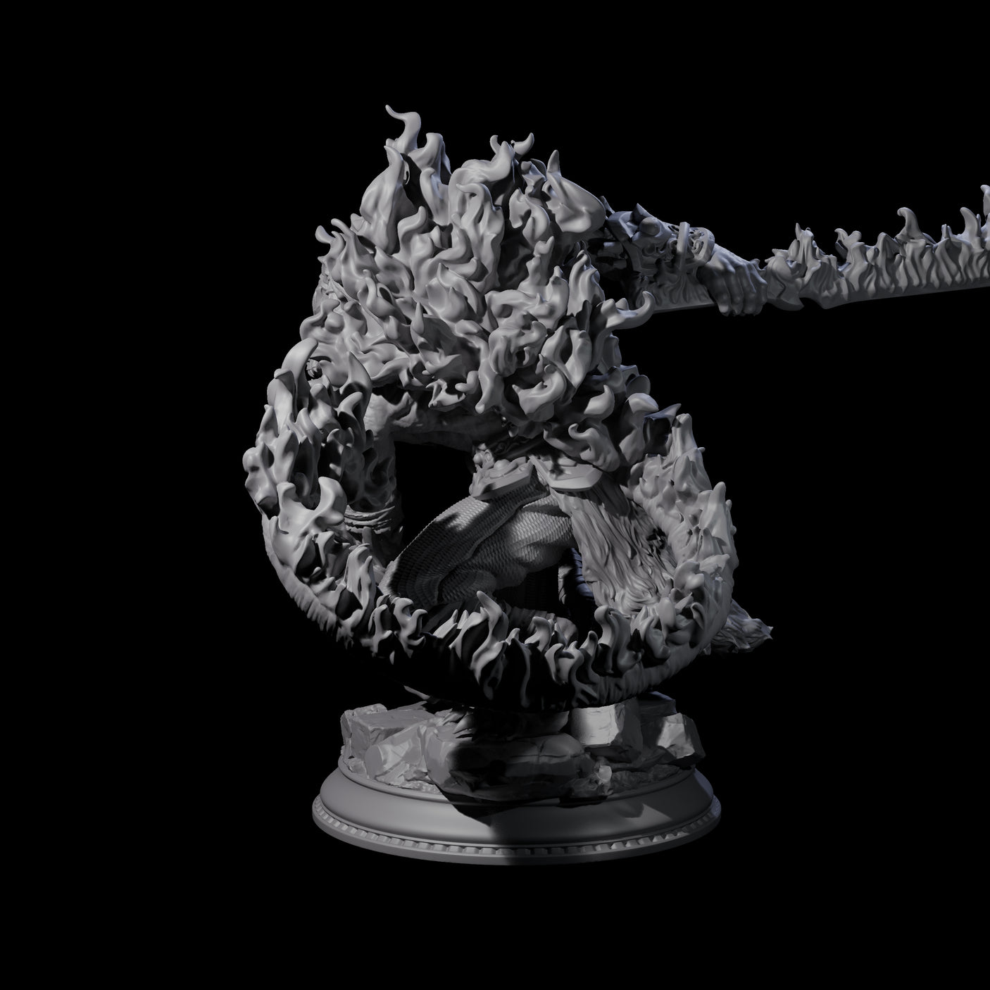 Flaming Rakshasa Miniature for Dungeons and Dragons, Pathfinder or other TTRPGs