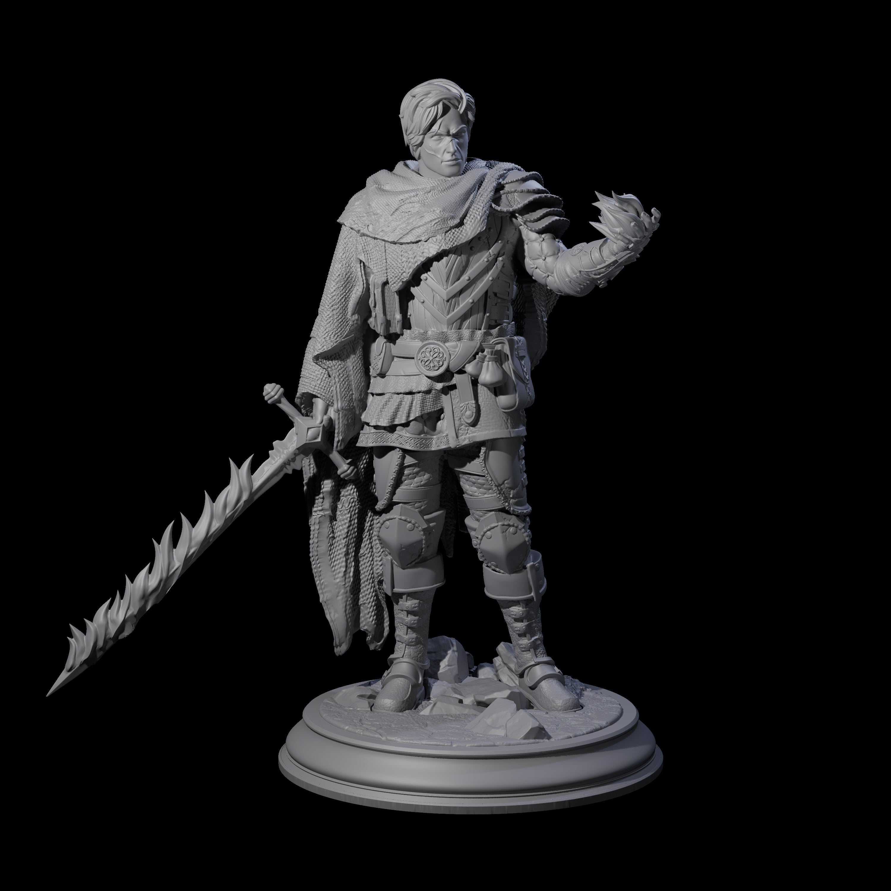 Flaming Sword Warlock Miniature for Dungeons and Dragons, Pathfinder or other TTRPGs