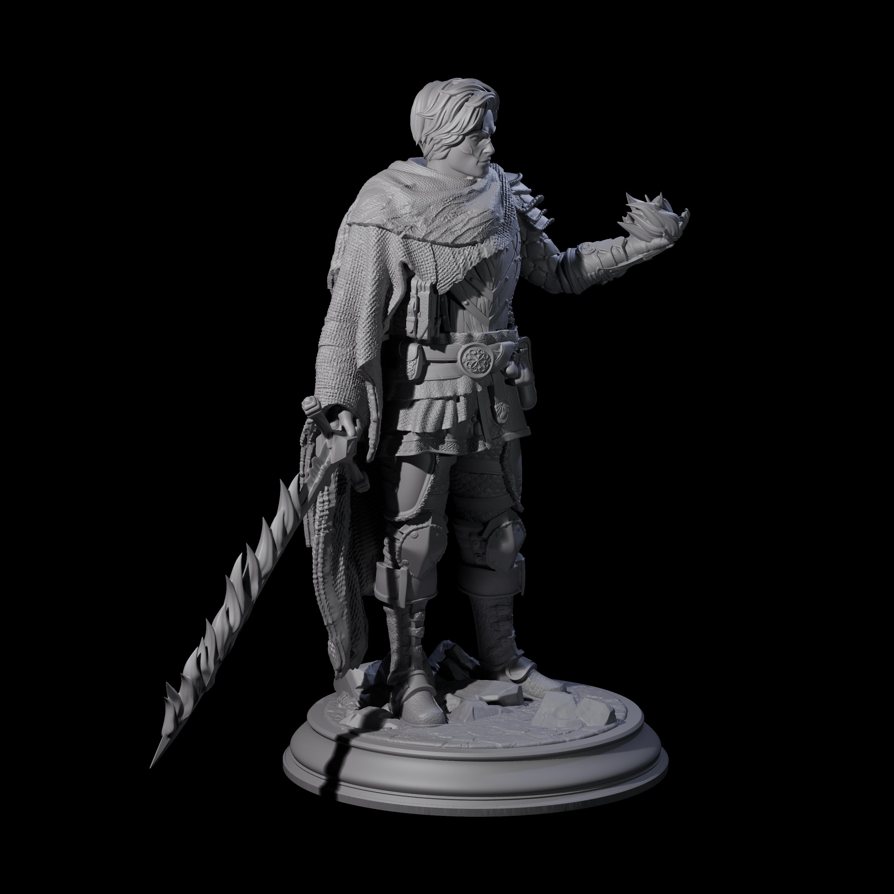 Flaming Sword Warlock Miniature for Dungeons and Dragons, Pathfinder or other TTRPGs