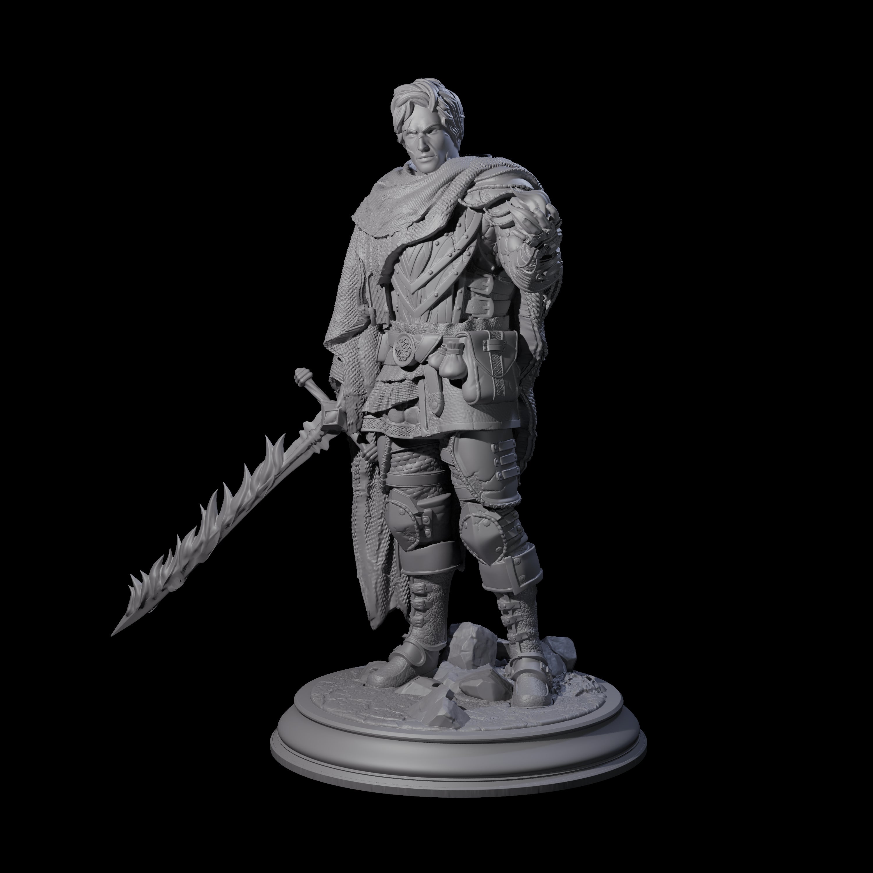 Flaming Sword Warlock Miniature for Dungeons and Dragons, Pathfinder or other TTRPGs