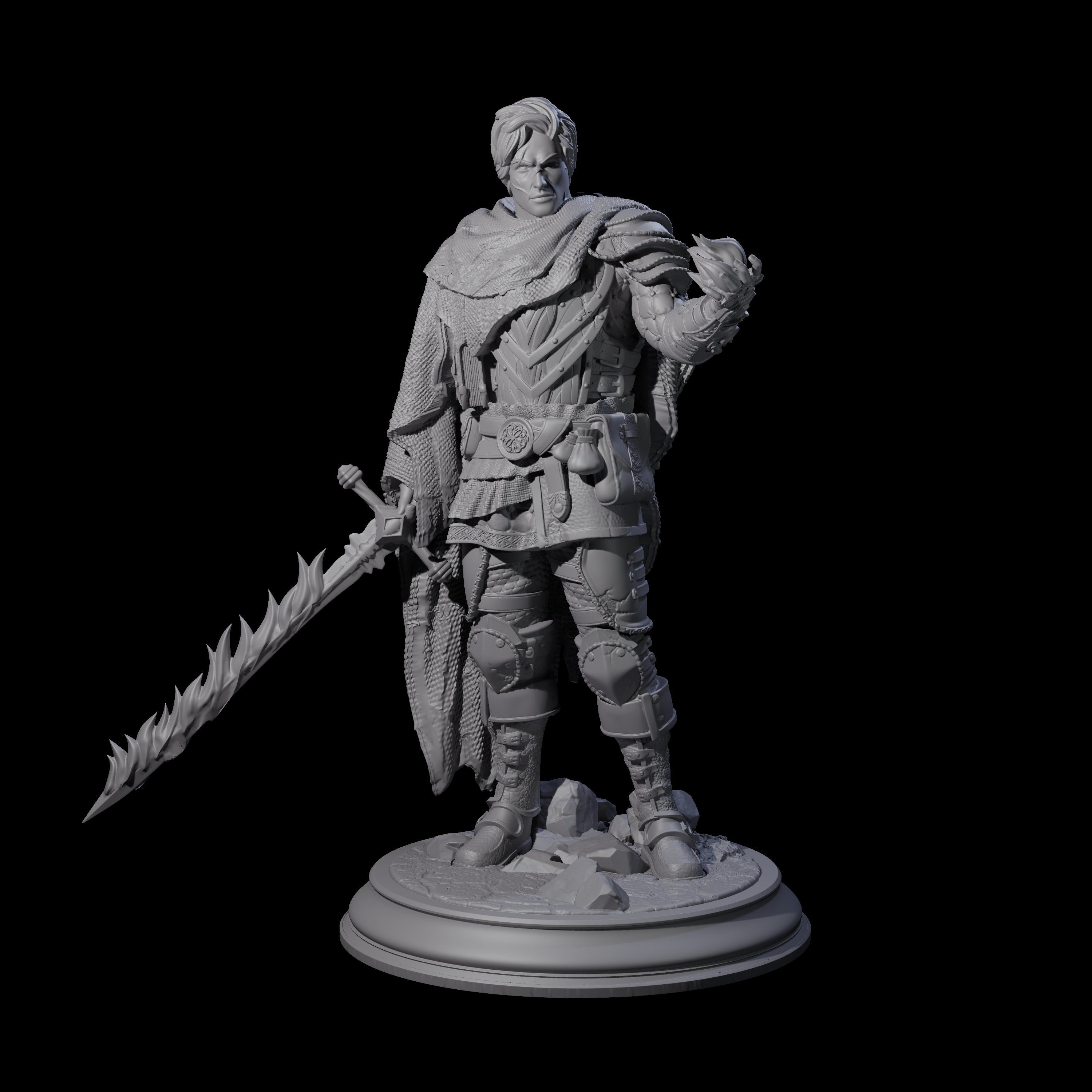 Flaming Sword Warlock Miniature for Dungeons and Dragons, Pathfinder or other TTRPGs