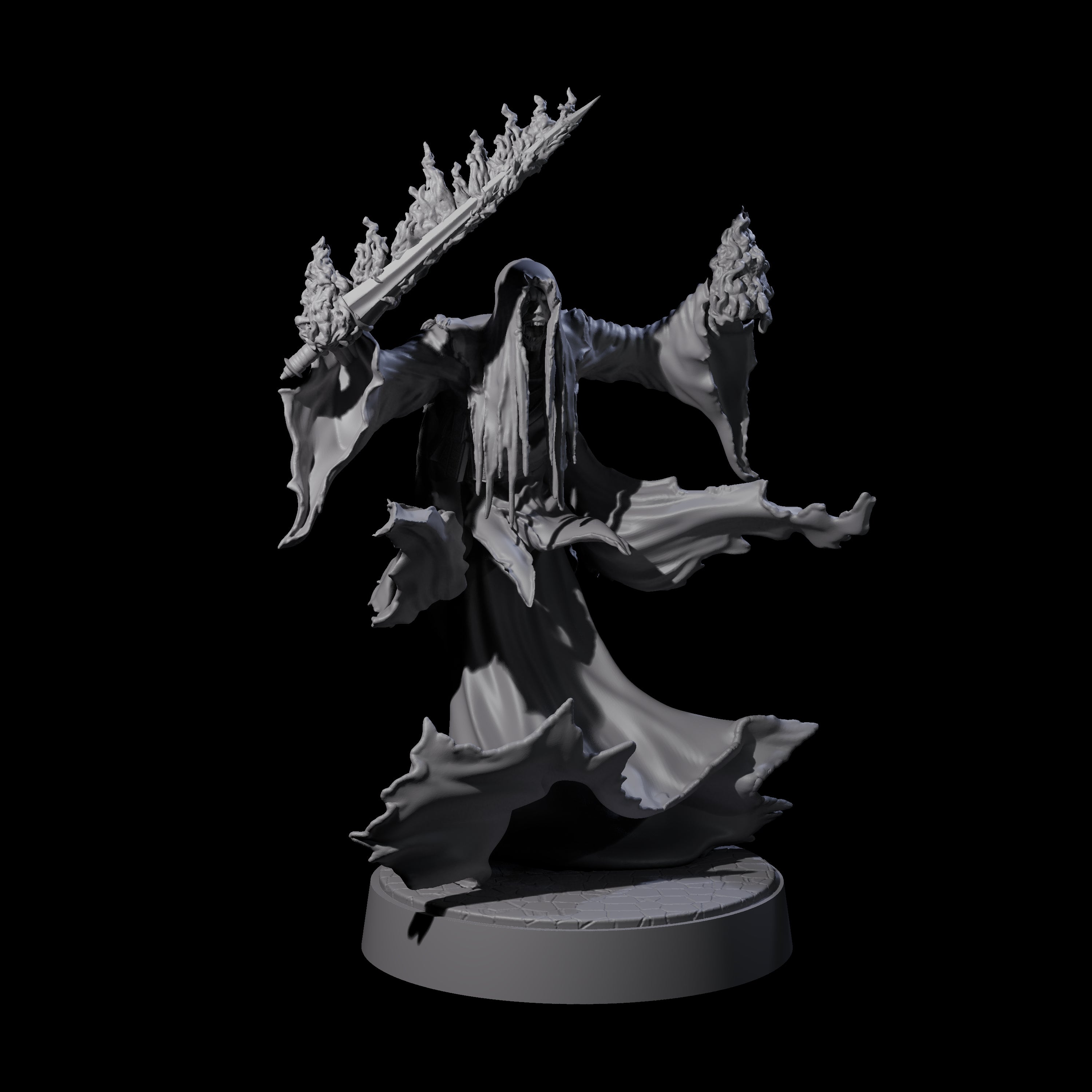 Flaming Wraith A Miniature for Dungeons and Dragons, Pathfinder or other TTRPGs