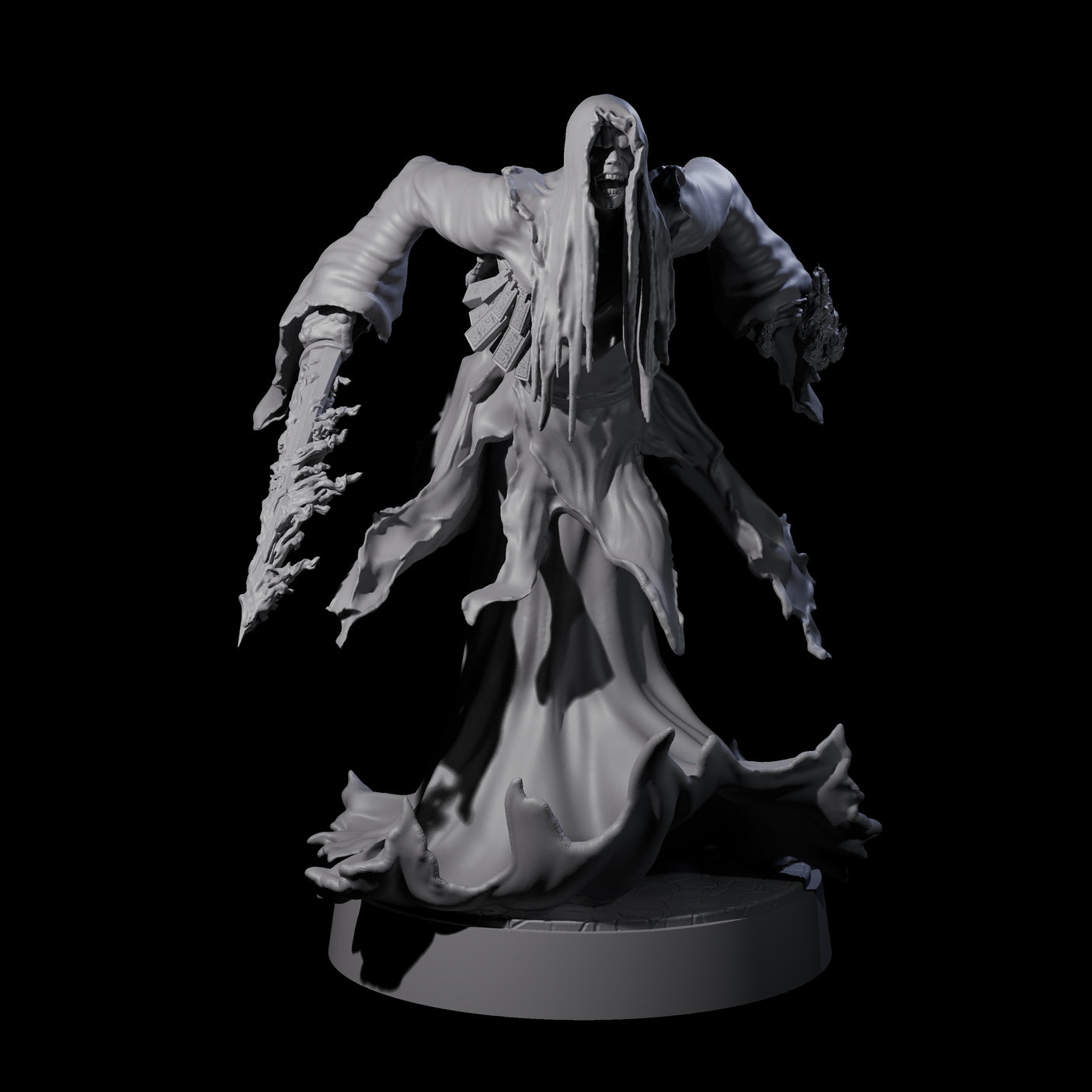 Flaming Wraith C Miniature for Dungeons and Dragons, Pathfinder or other TTRPGs