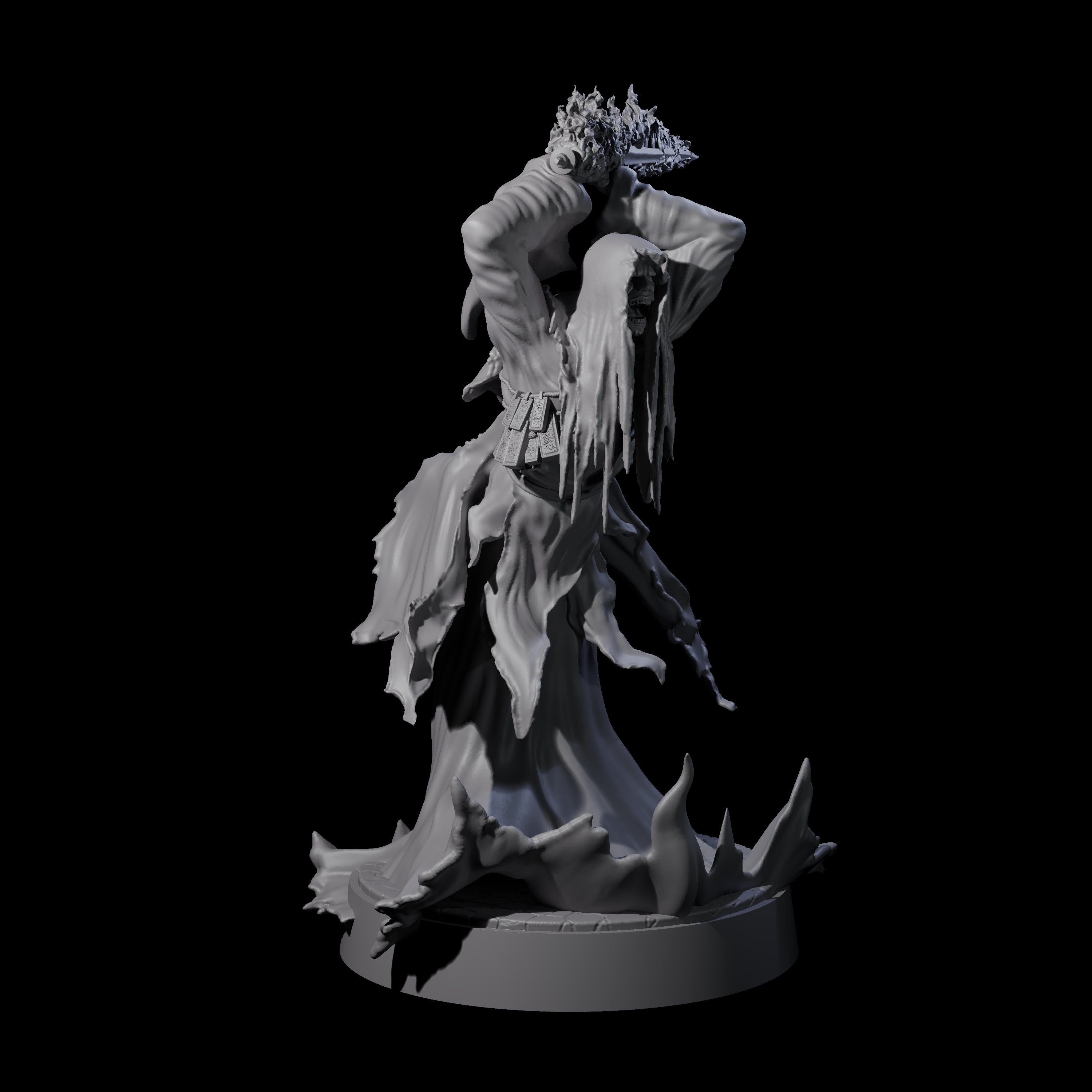 Flaming Wraith D Miniature for Dungeons and Dragons, Pathfinder or other TTRPGs