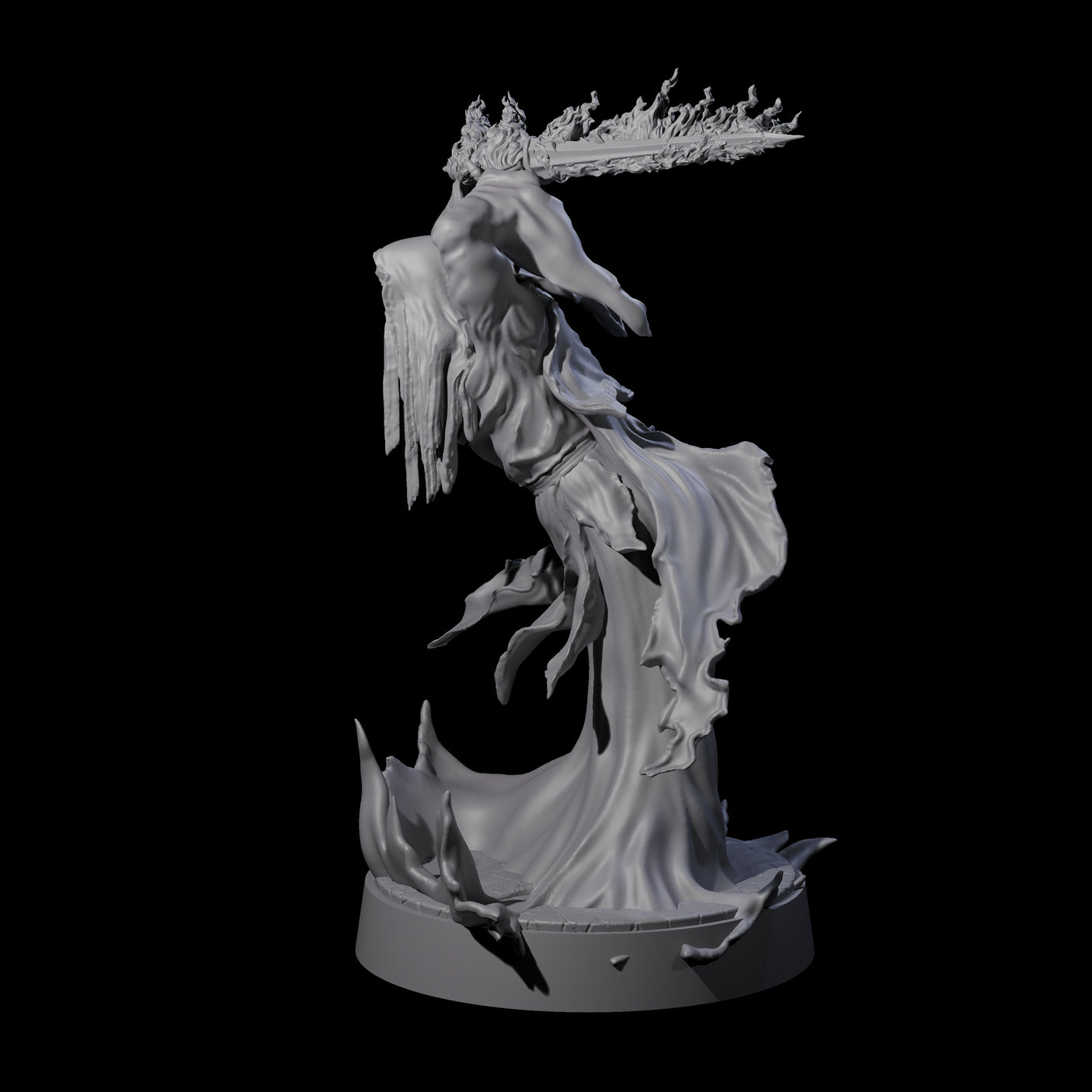 Flaming Wraith D Miniature for Dungeons and Dragons, Pathfinder or other TTRPGs