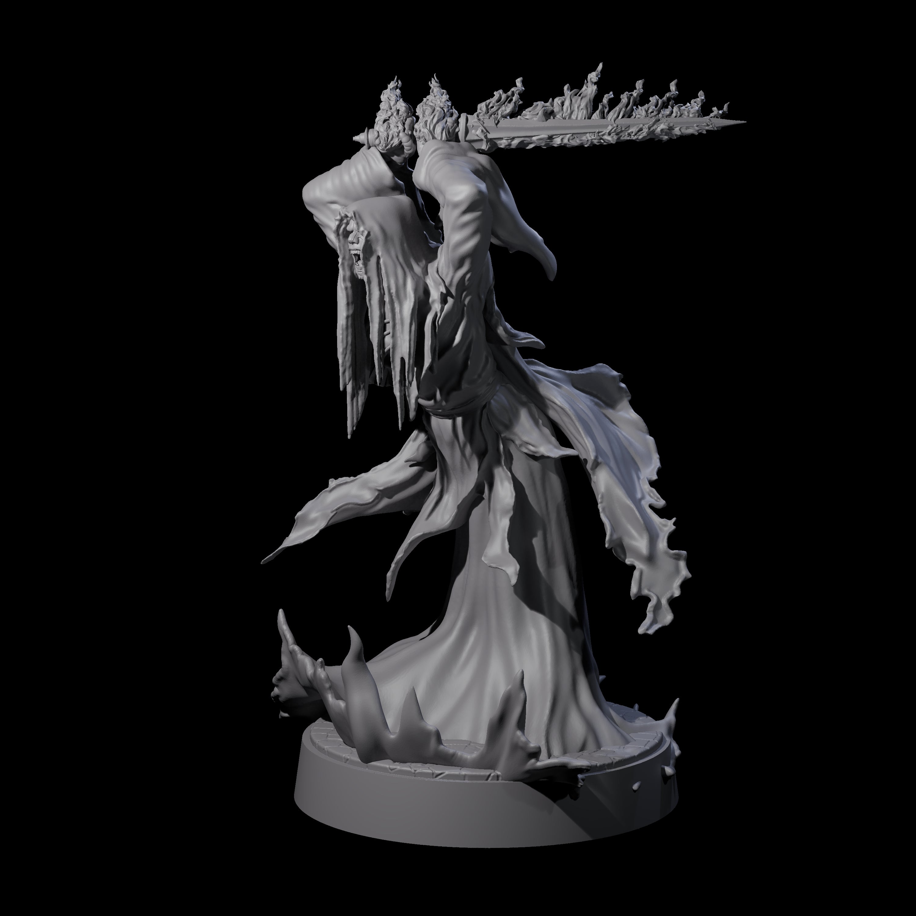 Flaming Wraith D Miniature for Dungeons and Dragons, Pathfinder or other TTRPGs