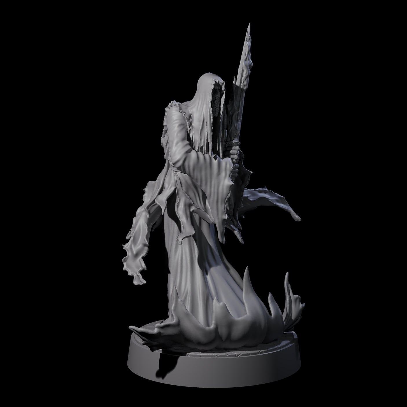 Flaming Wraith E Miniature for Dungeons and Dragons, Pathfinder or other TTRPGs