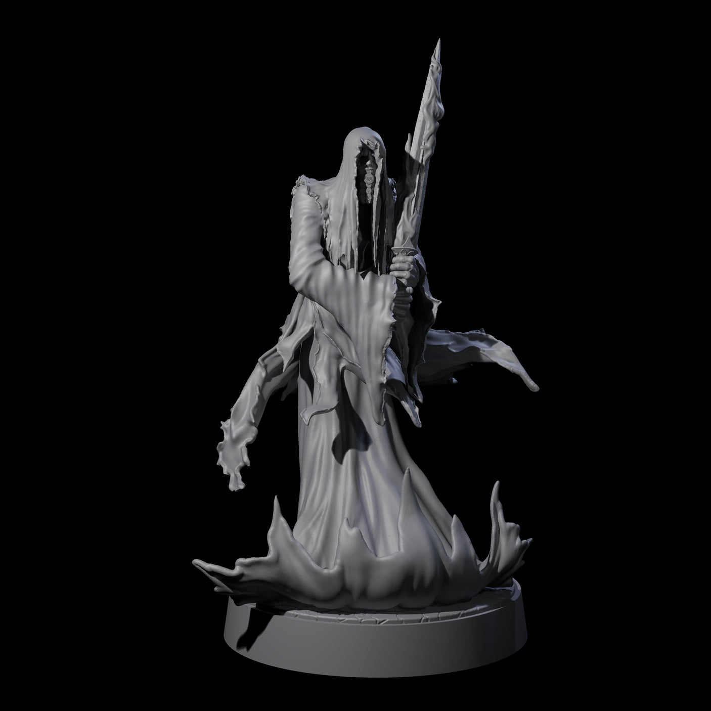 Flaming Wraith E Miniature for Dungeons and Dragons, Pathfinder or other TTRPGs