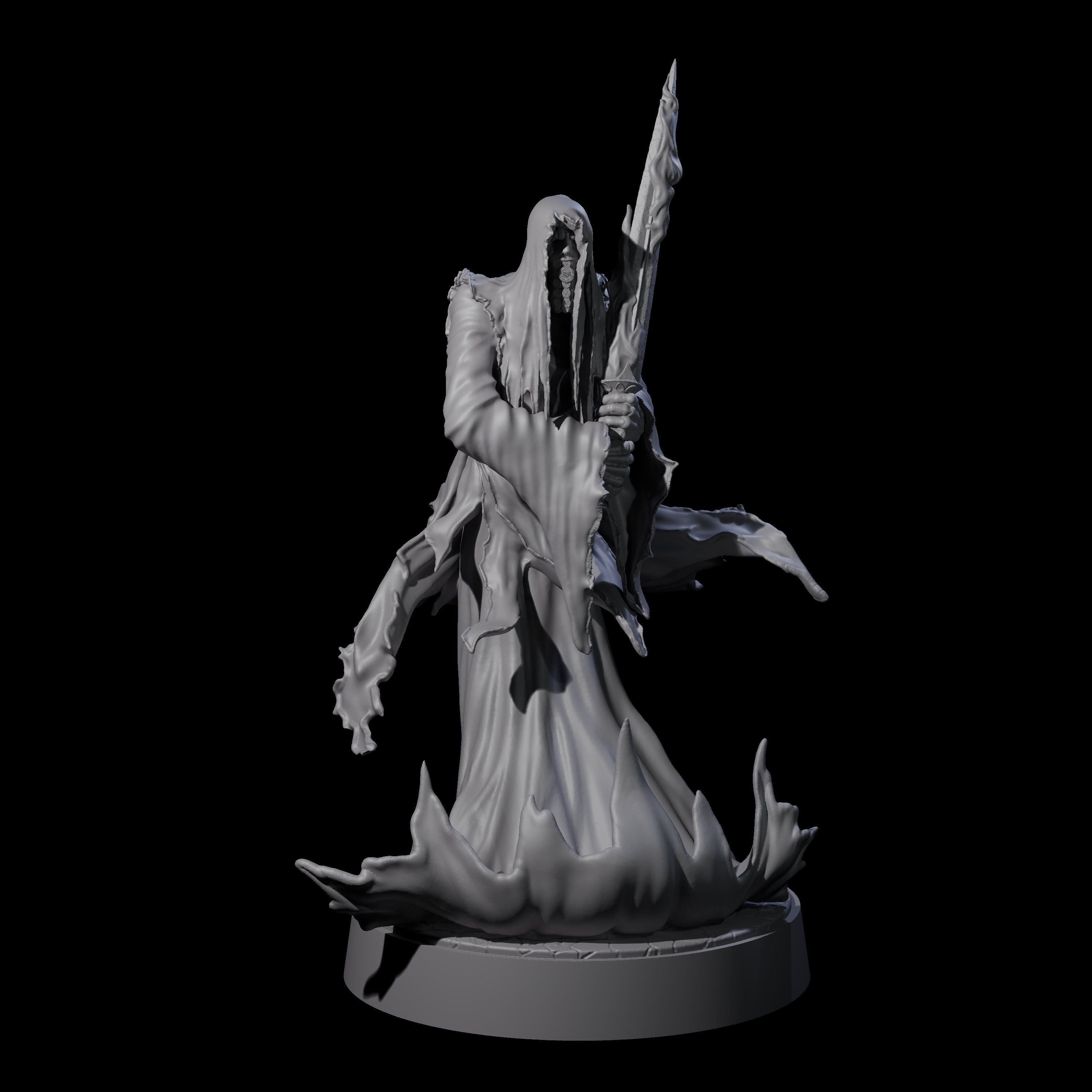 Flaming Wraith E Miniature for Dungeons and Dragons, Pathfinder or other TTRPGs