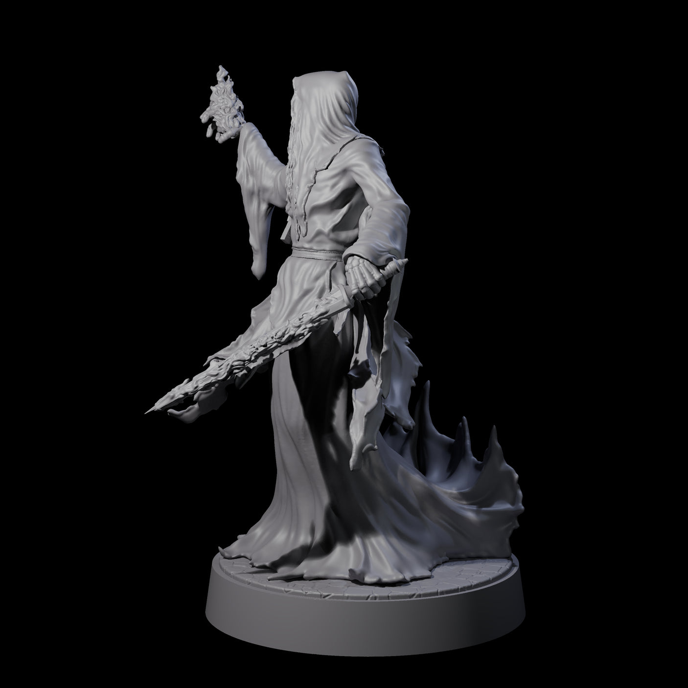 Flaming Wraith H Miniature for Dungeons and Dragons, Pathfinder or other TTRPGs