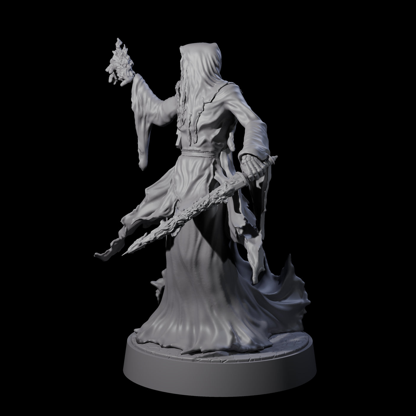 Flaming Wraith H Miniature for Dungeons and Dragons, Pathfinder or other TTRPGs