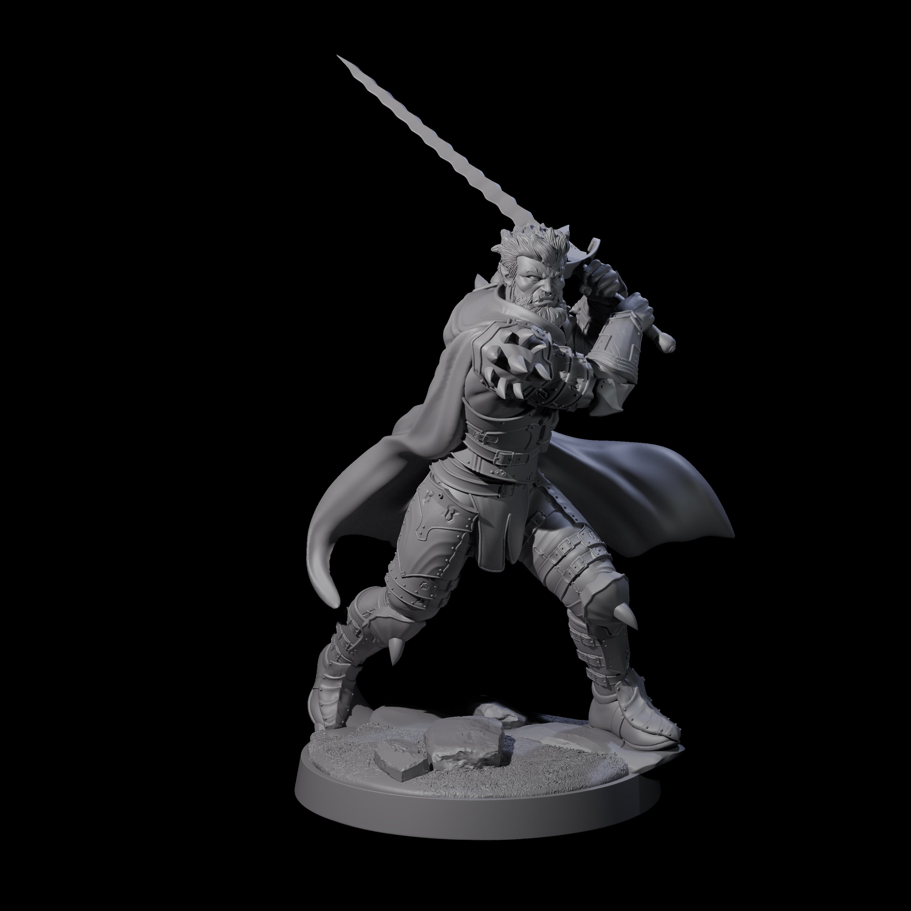 Flat Faced Elf Fighter Miniature for Dungeons and Dragons, Pathfinder or other TTRPGs
