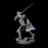 Flat Faced Elf Fighter Miniature for Dungeons and Dragons, Pathfinder or other TTRPGs