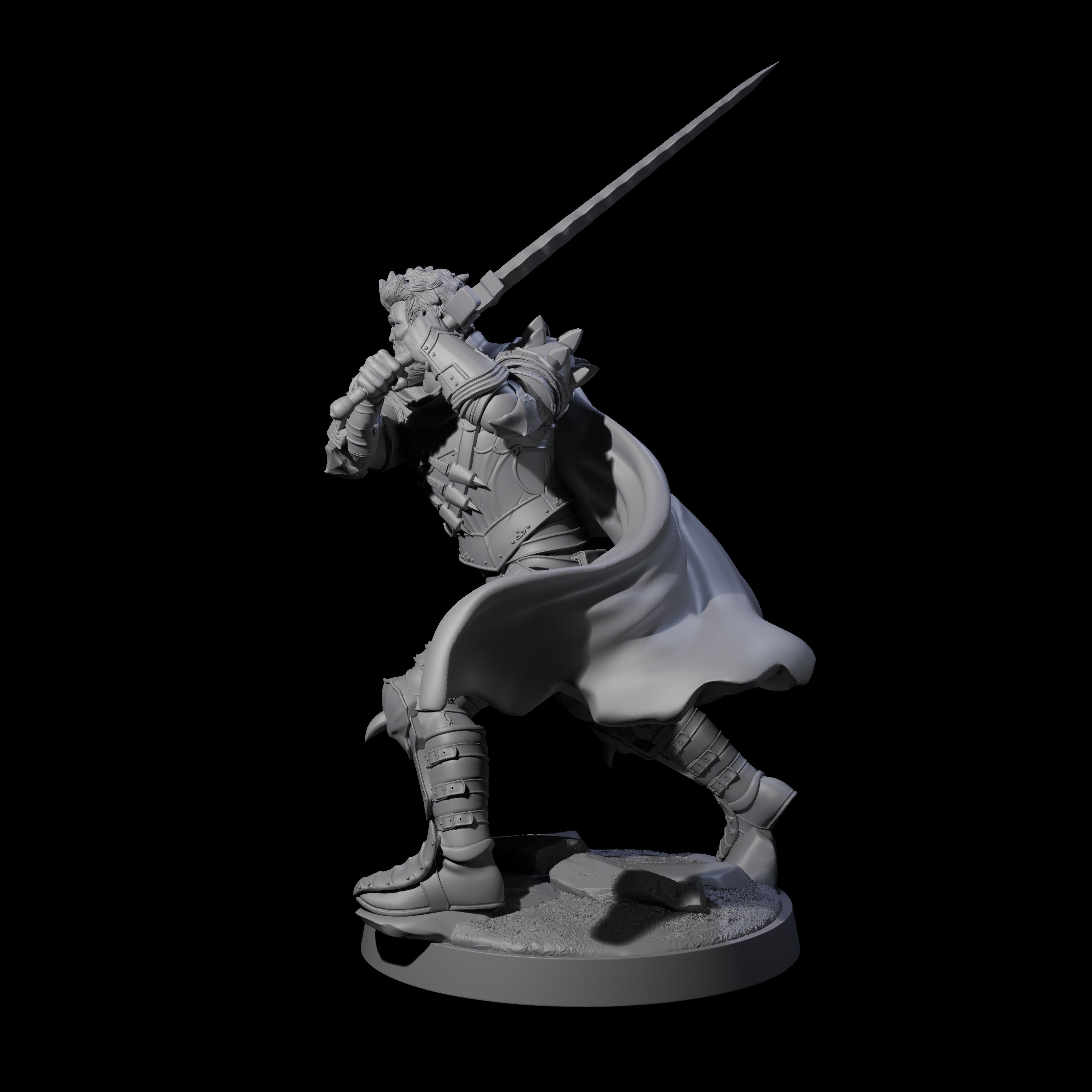 Flat Faced Elf Fighter Miniature for Dungeons and Dragons, Pathfinder or other TTRPGs