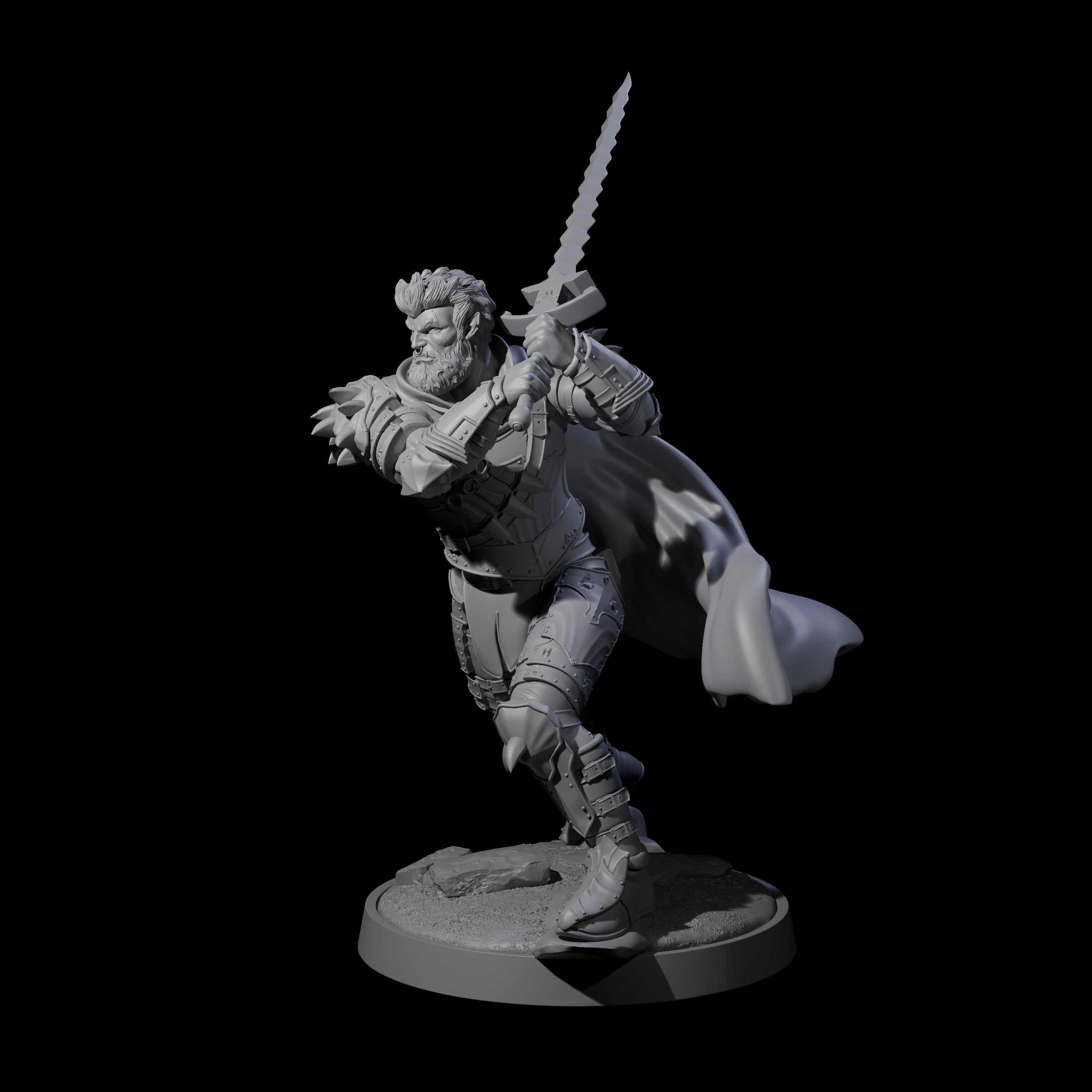 Flat Faced Elf Fighter Miniature for Dungeons and Dragons, Pathfinder or other TTRPGs
