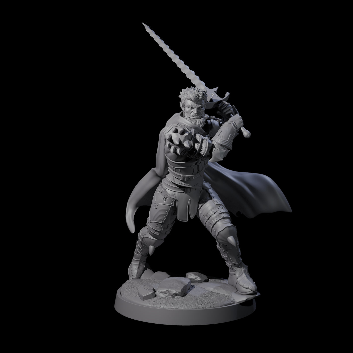 Flat Faced Elf Fighter Miniature for Dungeons and Dragons, Pathfinder or other TTRPGs