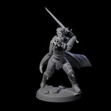 Flat Faced Elf Fighter Miniature for Dungeons and Dragons, Pathfinder or other TTRPGs