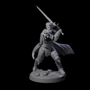 Flat Faced Elf Fighter Miniature for Dungeons and Dragons, Pathfinder or other TTRPGs