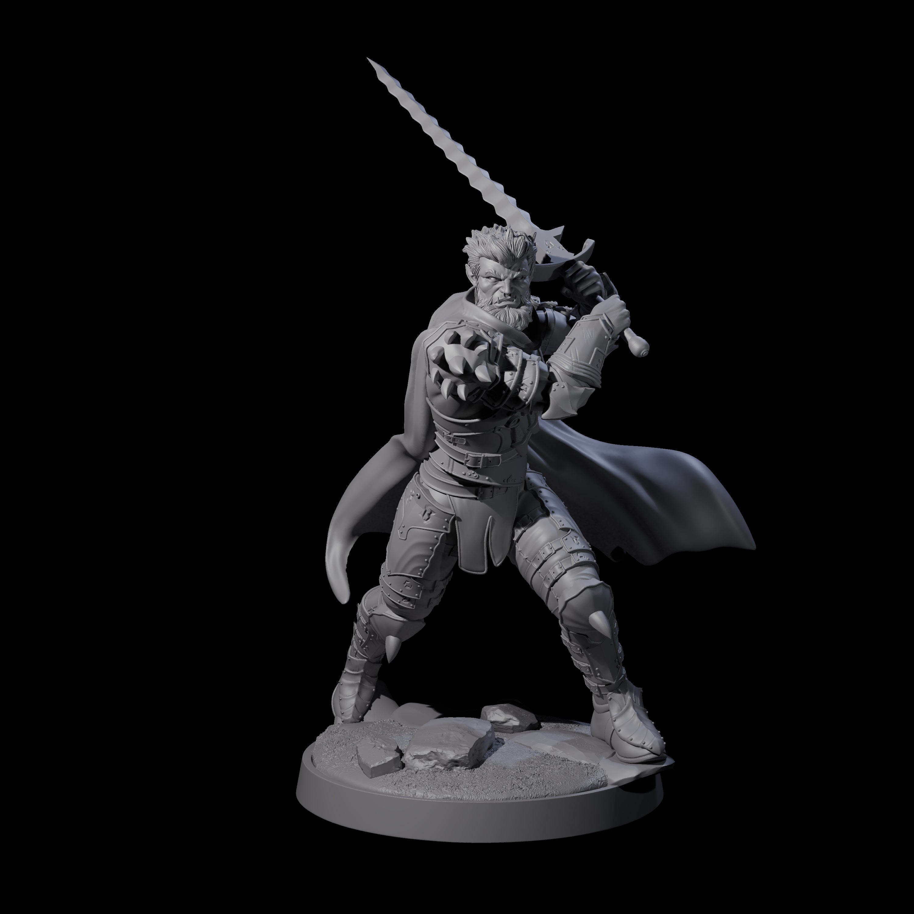 Flat Faced Elf Fighter Miniature for Dungeons and Dragons, Pathfinder or other TTRPGs