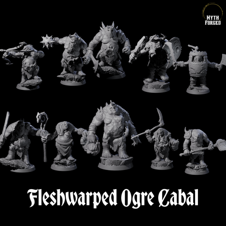 Fleshwarped Ogre Cabal Miniature for Dungeons and Dragons, Pathfinder or other TTRPGs
