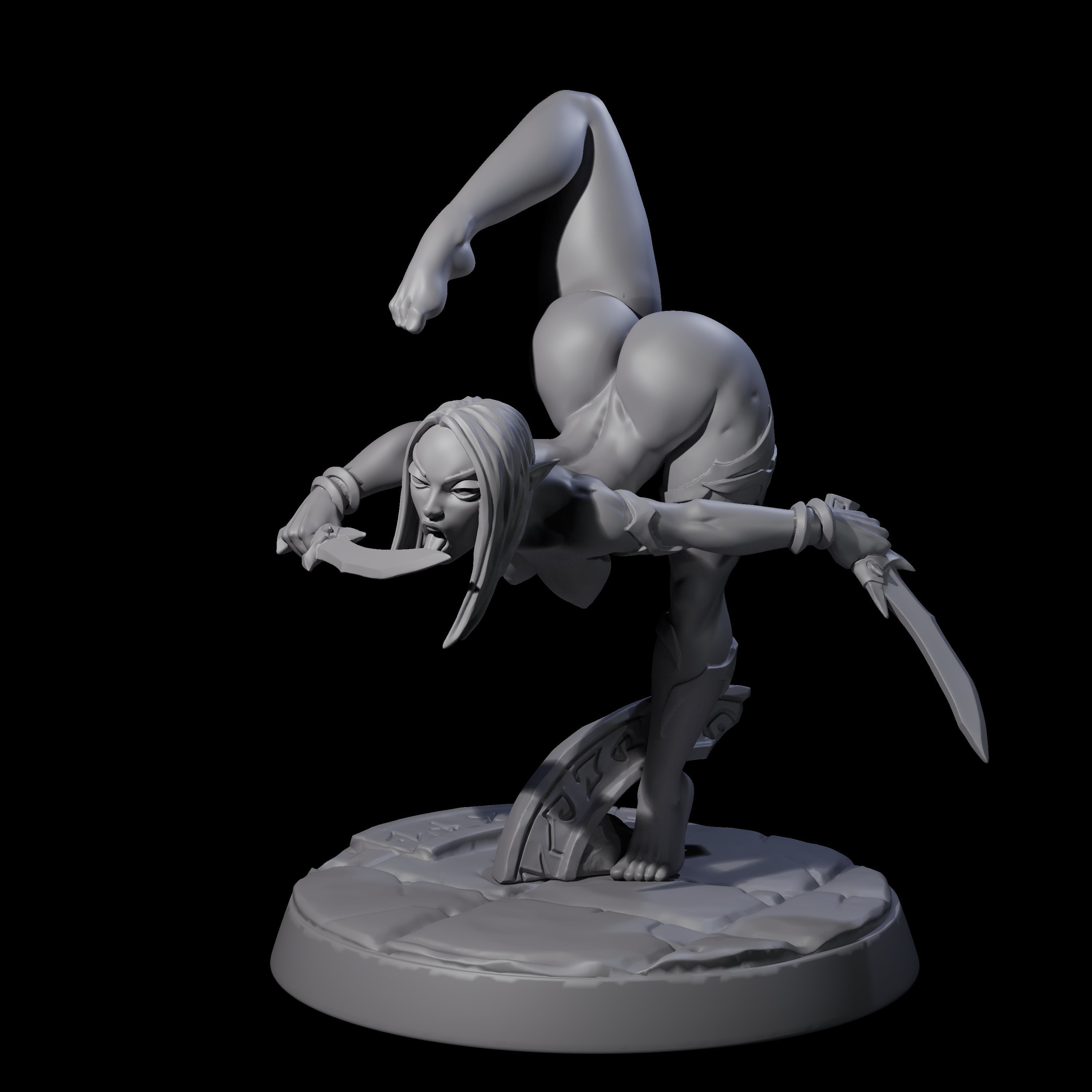 Flexible Drow Pin-up Miniature for Dungeons and Dragons, Pathfinder or other TTRPGs