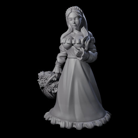Flora - Village Flower Girl Miniature for Dungeons and Dragons, Pathfinder or other TTRPGs
