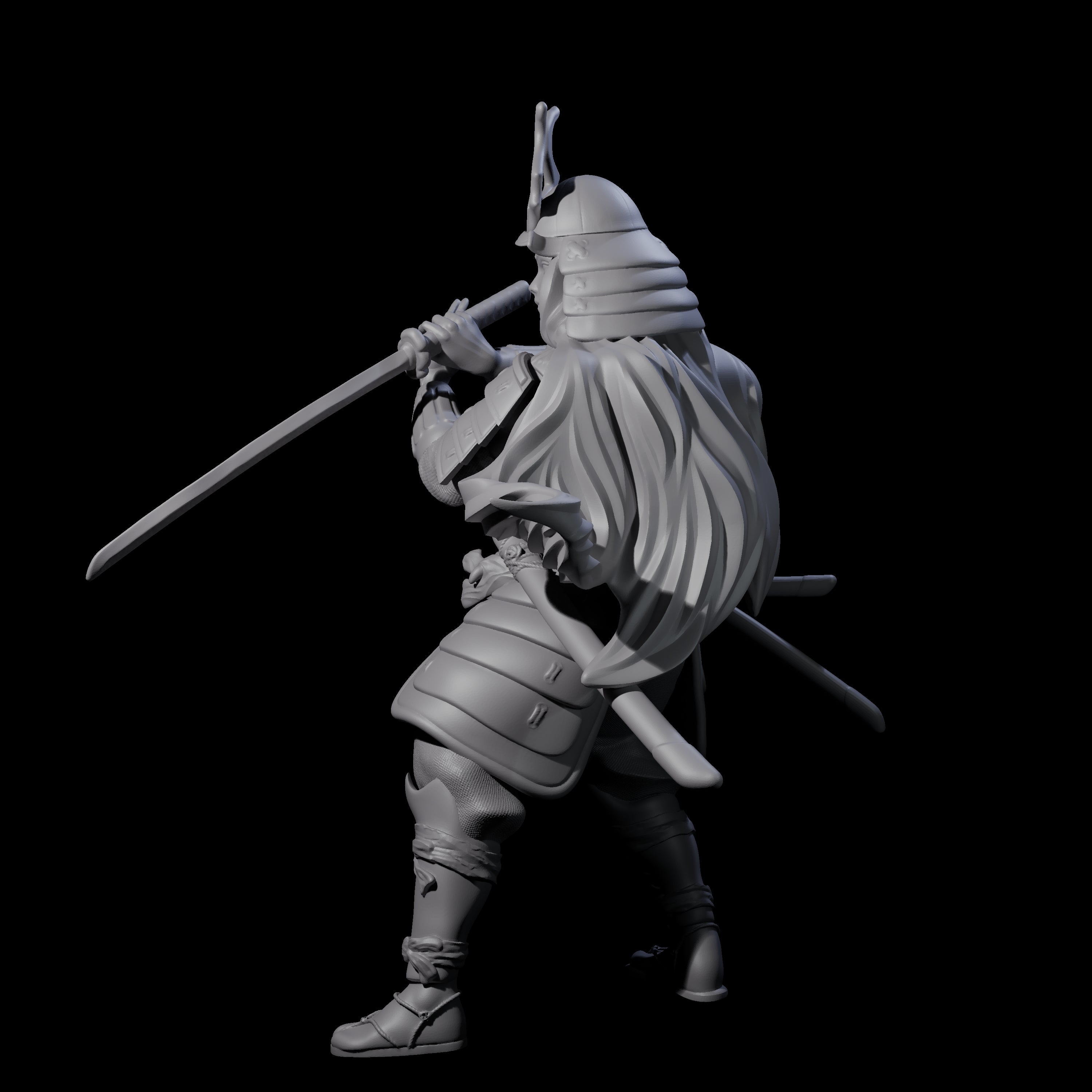 Flowing Katana Samuari Miniature for Dungeons and Dragons, Pathfinder or other TTRPGs