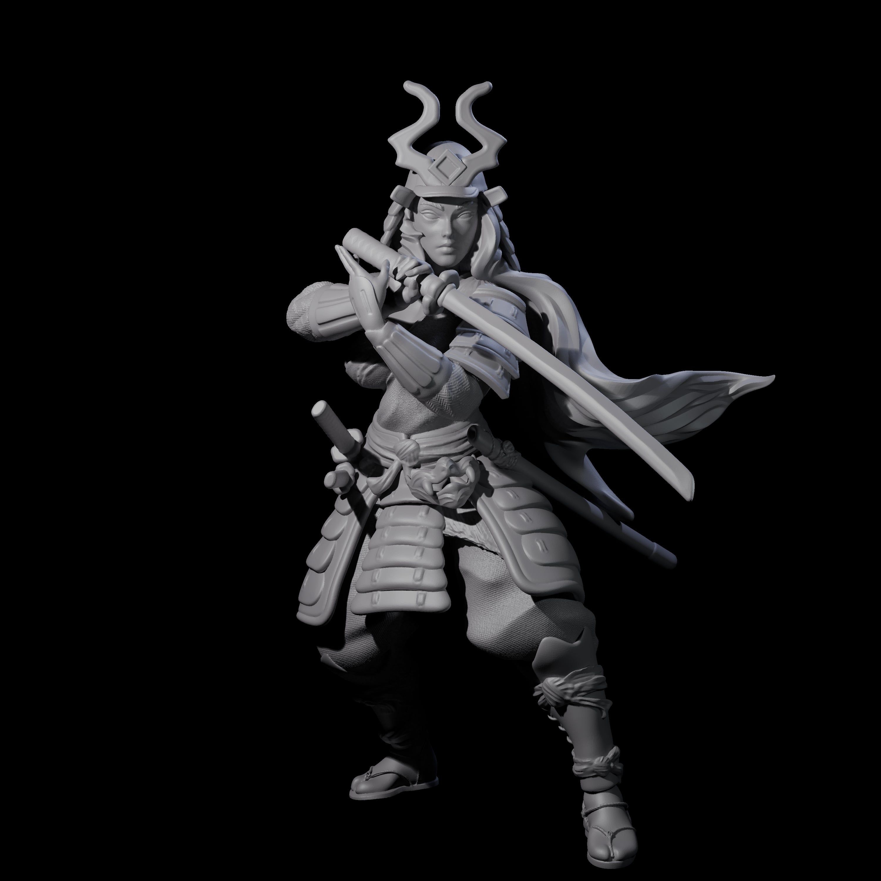 Flowing Katana Samuari Miniature for Dungeons and Dragons, Pathfinder or other TTRPGs