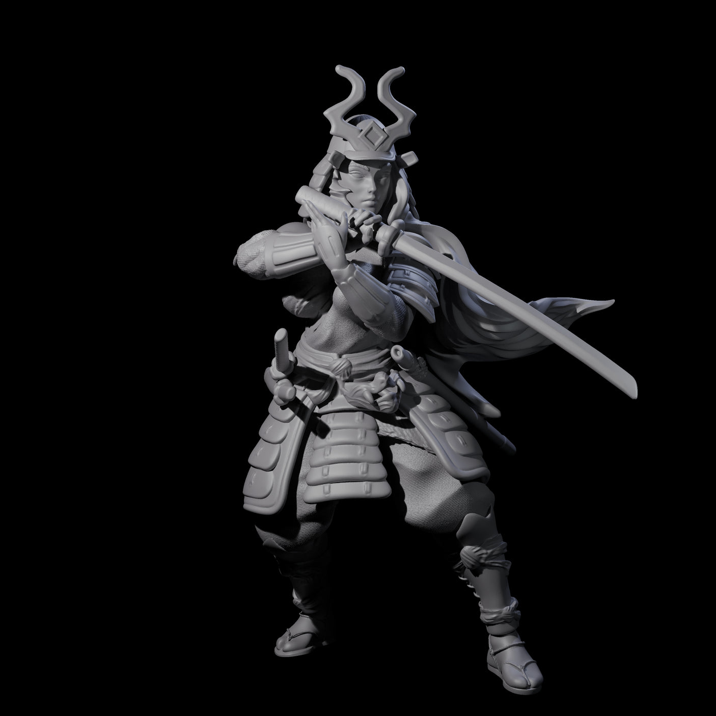 Flowing Katana Samuari Miniature for Dungeons and Dragons, Pathfinder or other TTRPGs