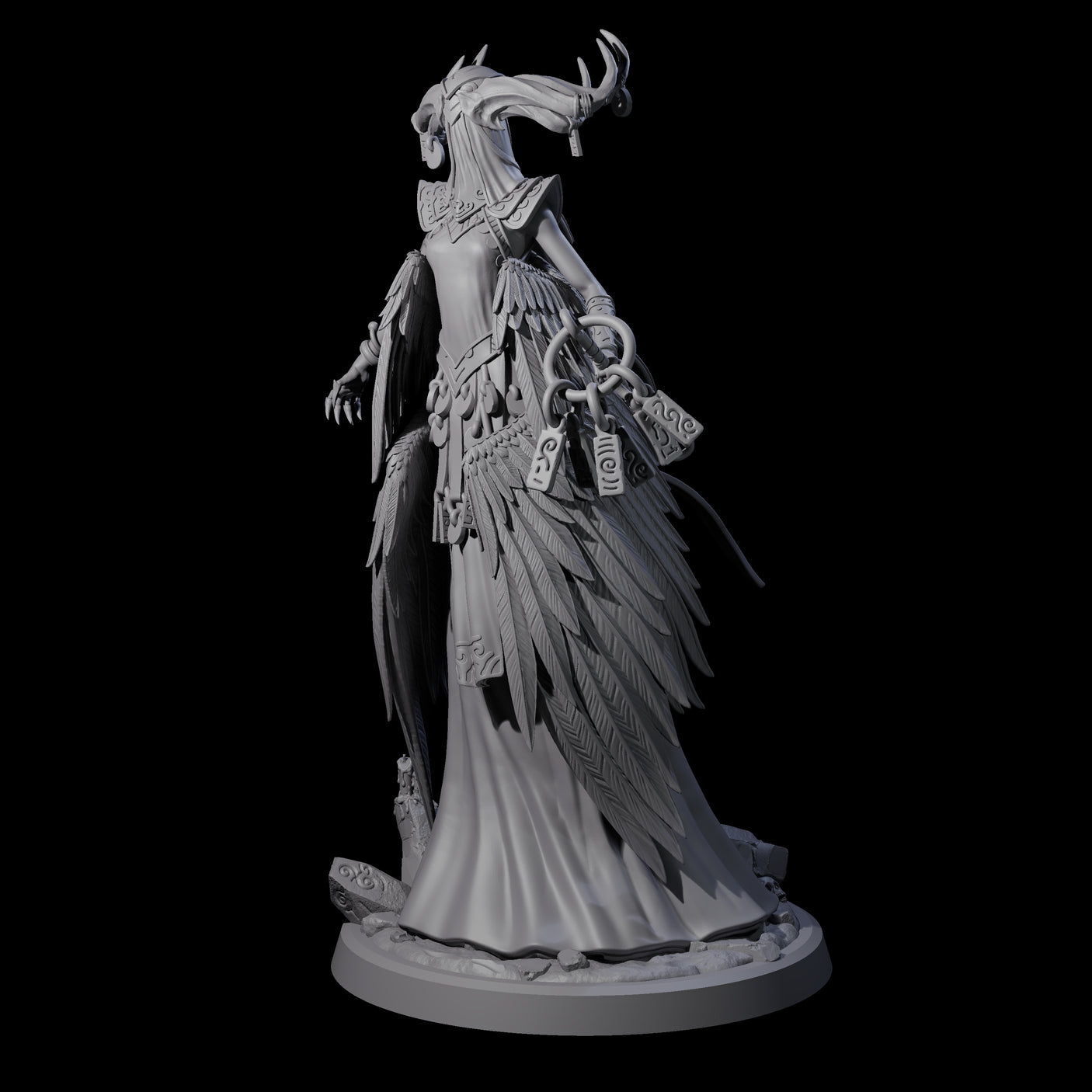 Flowing Owl Worshipping Cultist A Miniature for Dungeons and Dragons, Pathfinder or other TTRPGs