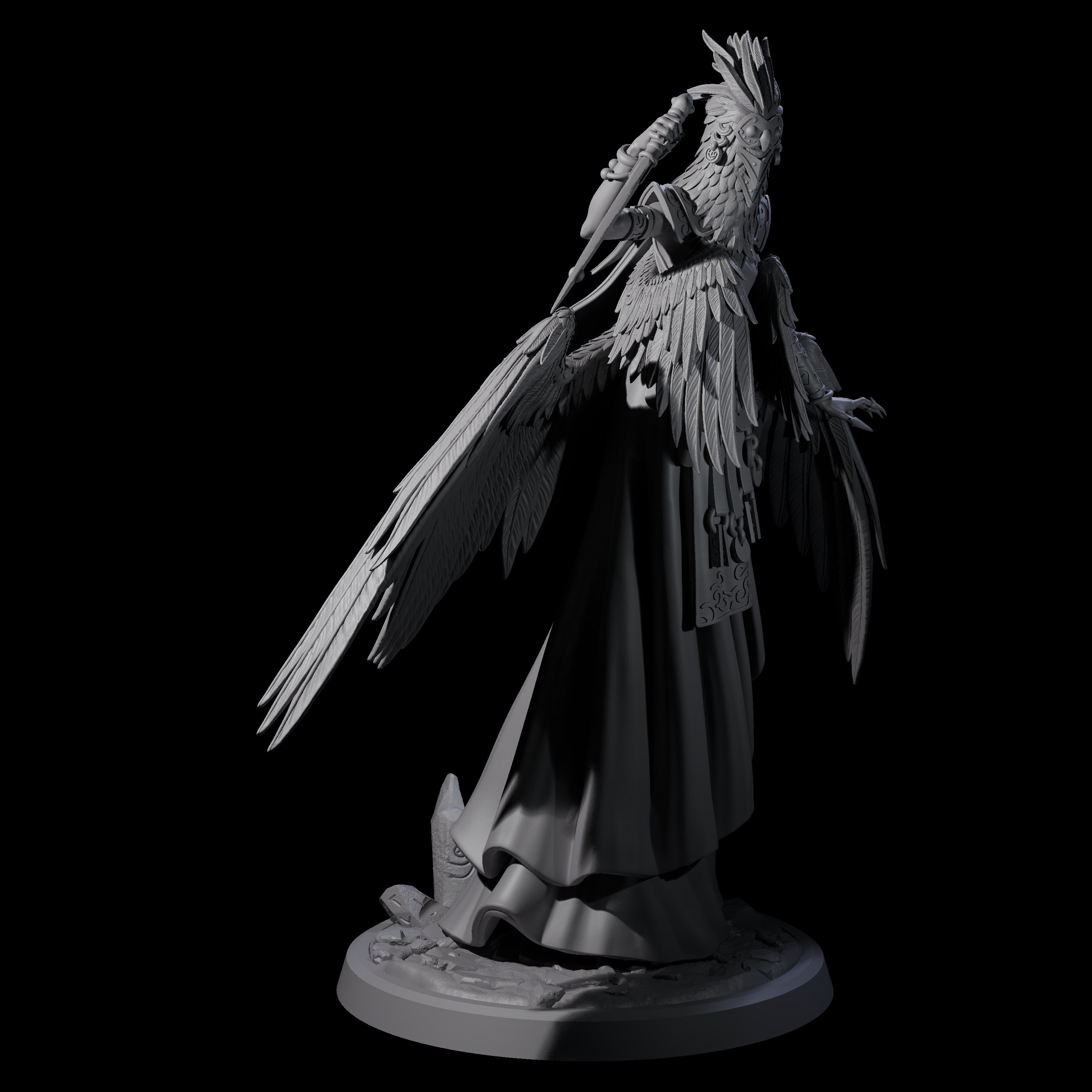 Flowing Owl Worshipping Cultist D Miniature for Dungeons and Dragons, Pathfinder or other TTRPGs