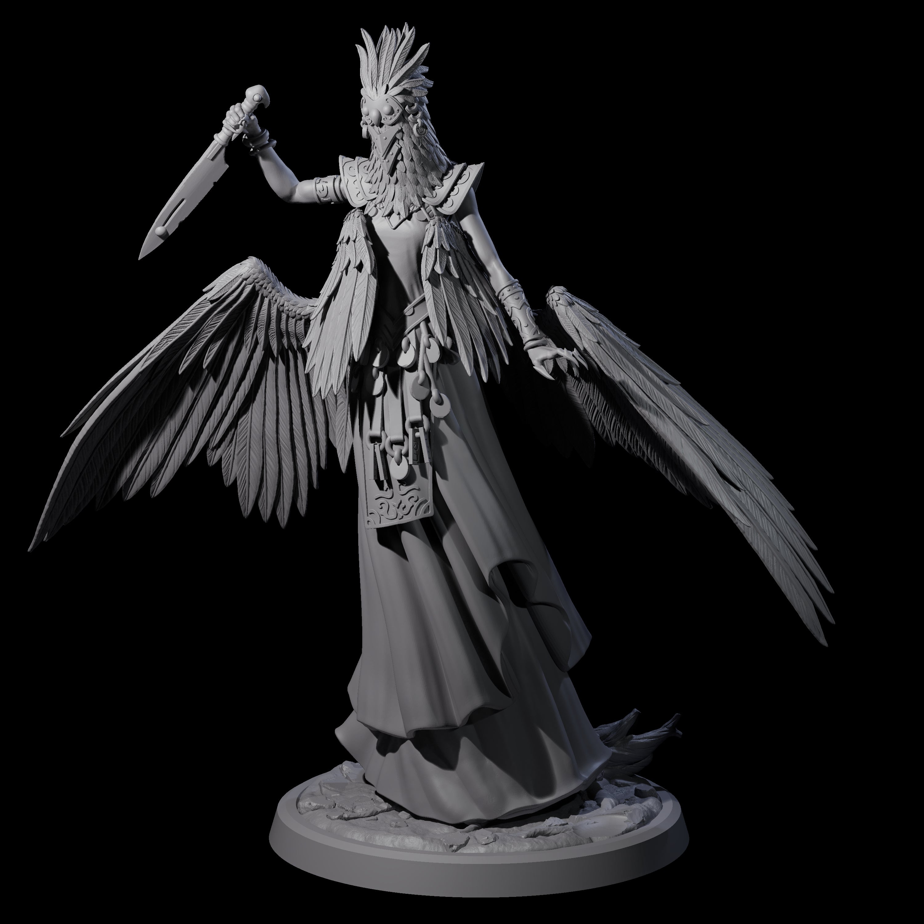Flowing Owl Worshipping Cultist D Miniature for Dungeons and Dragons, Pathfinder or other TTRPGs