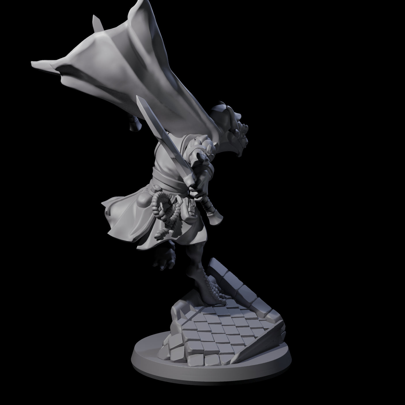 Fluttering Dragonborn Rogue Miniature for Dungeons and Dragons, Pathfinder or other TTRPGs