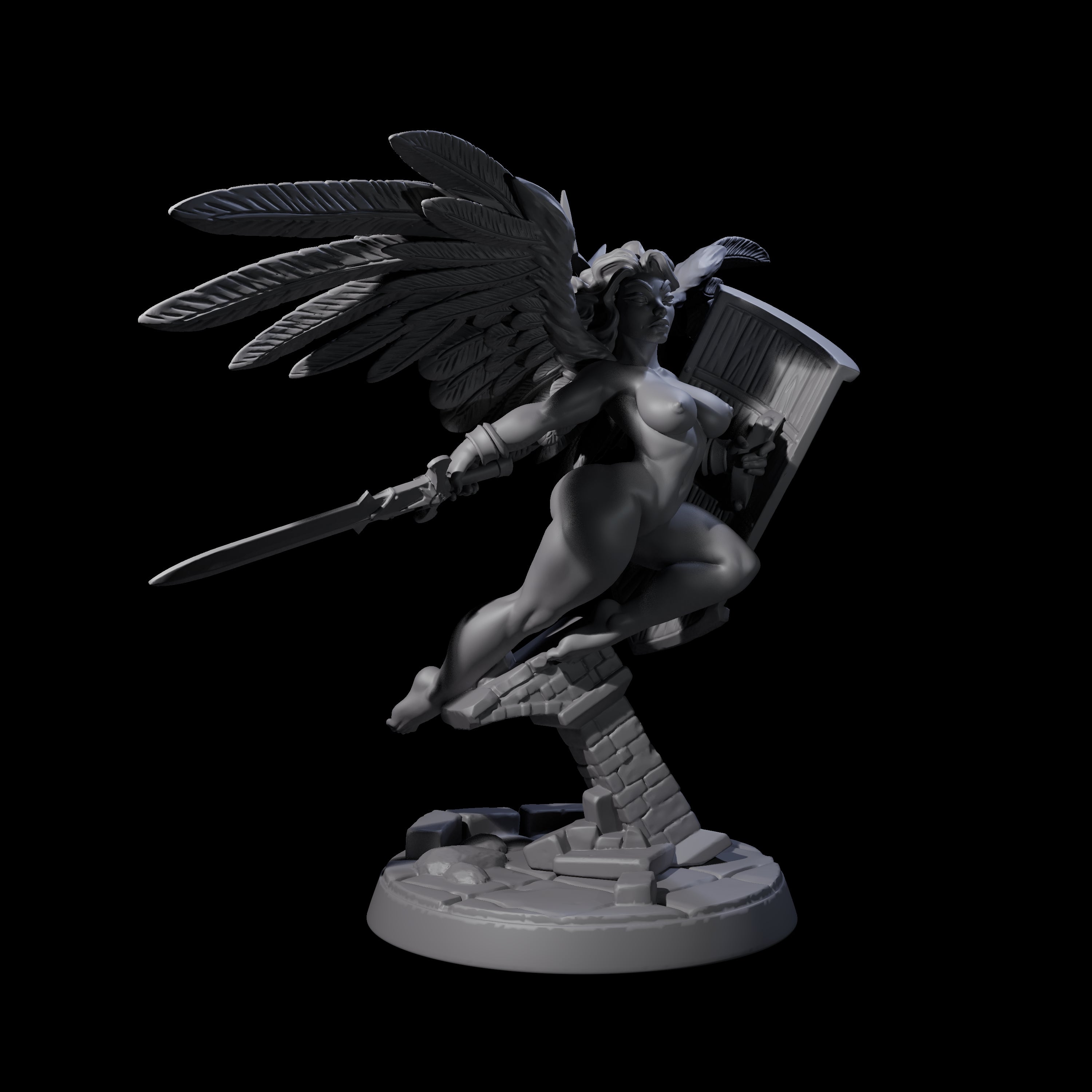 Flying Celestial Pin-up Miniature for Dungeons and Dragons, Pathfinder or other TTRPGs