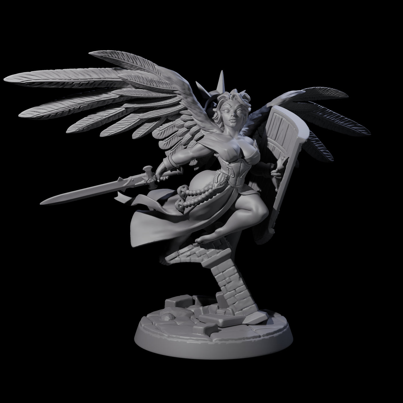Flying Celestial Pin-up Miniature for Dungeons and Dragons, Pathfinder or other TTRPGs