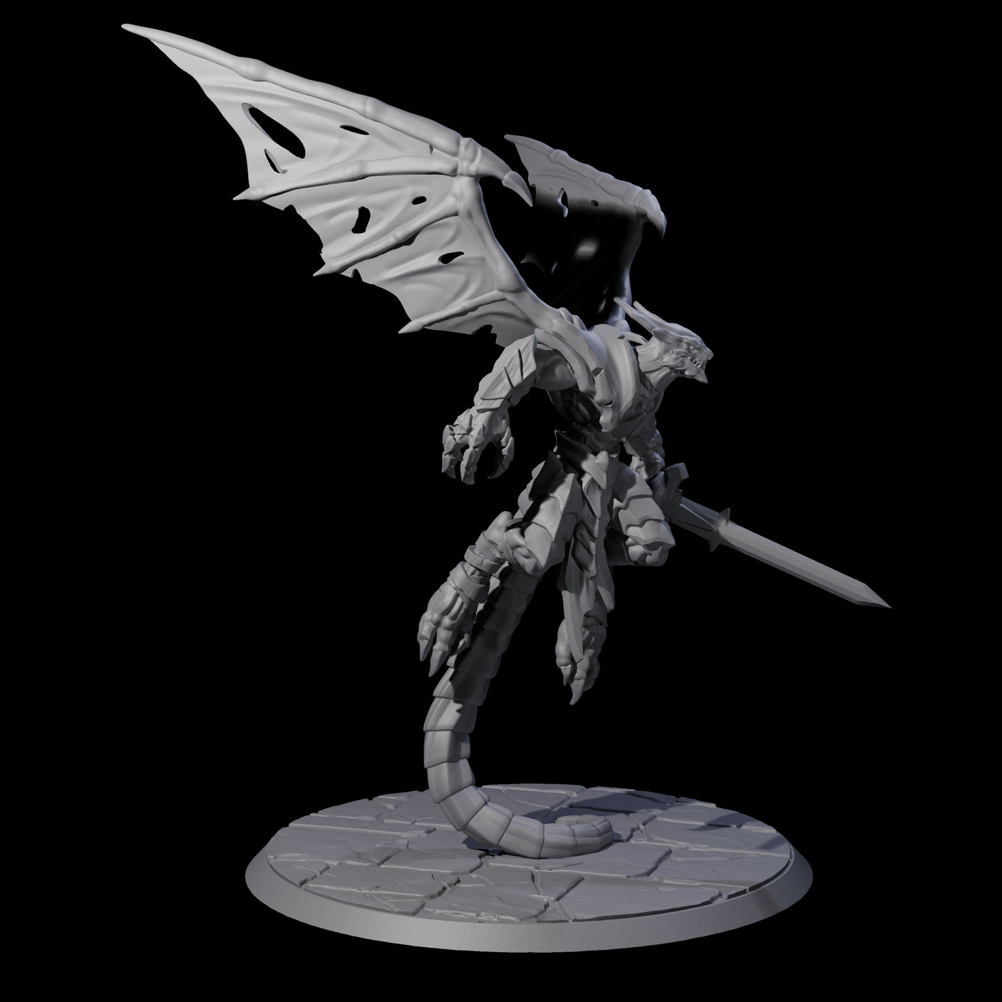 Flying Dragonborn Fighter Miniature for Dungeons and Dragons, Pathfinder or other TTRPGs