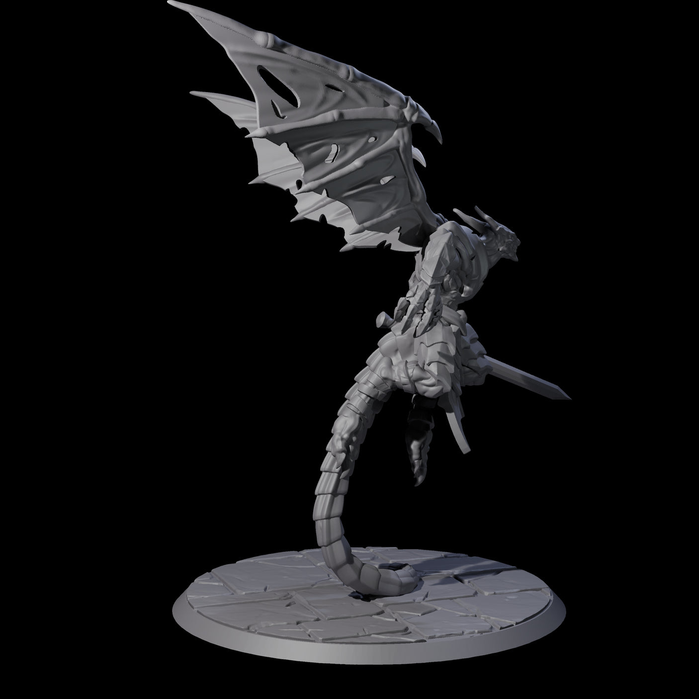 Flying Dragonborn Fighter Miniature for Dungeons and Dragons, Pathfinder or other TTRPGs