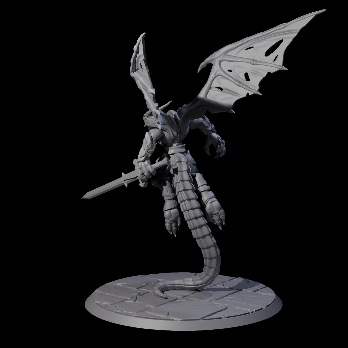 Flying Dragonborn Fighter Miniature for Dungeons and Dragons, Pathfinder or other TTRPGs