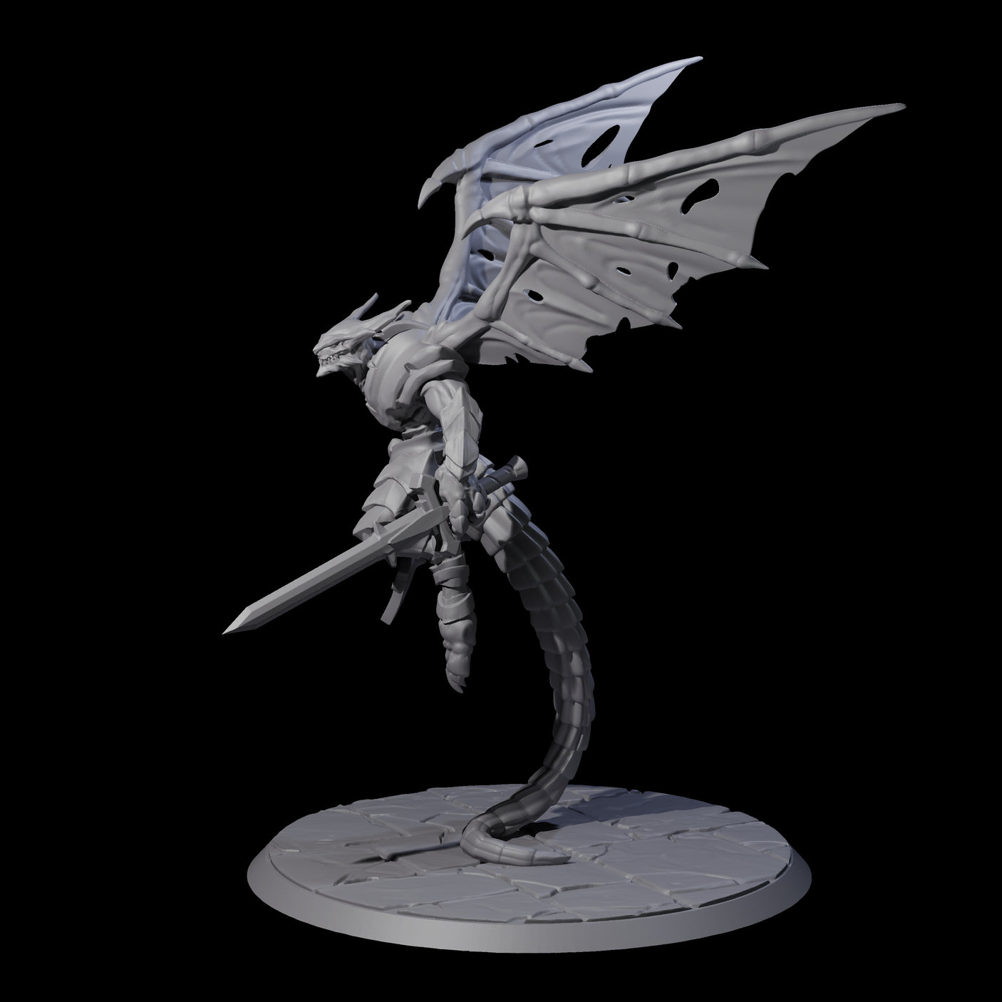 Flying Dragonborn Fighter Miniature for Dungeons and Dragons, Pathfinder or other TTRPGs